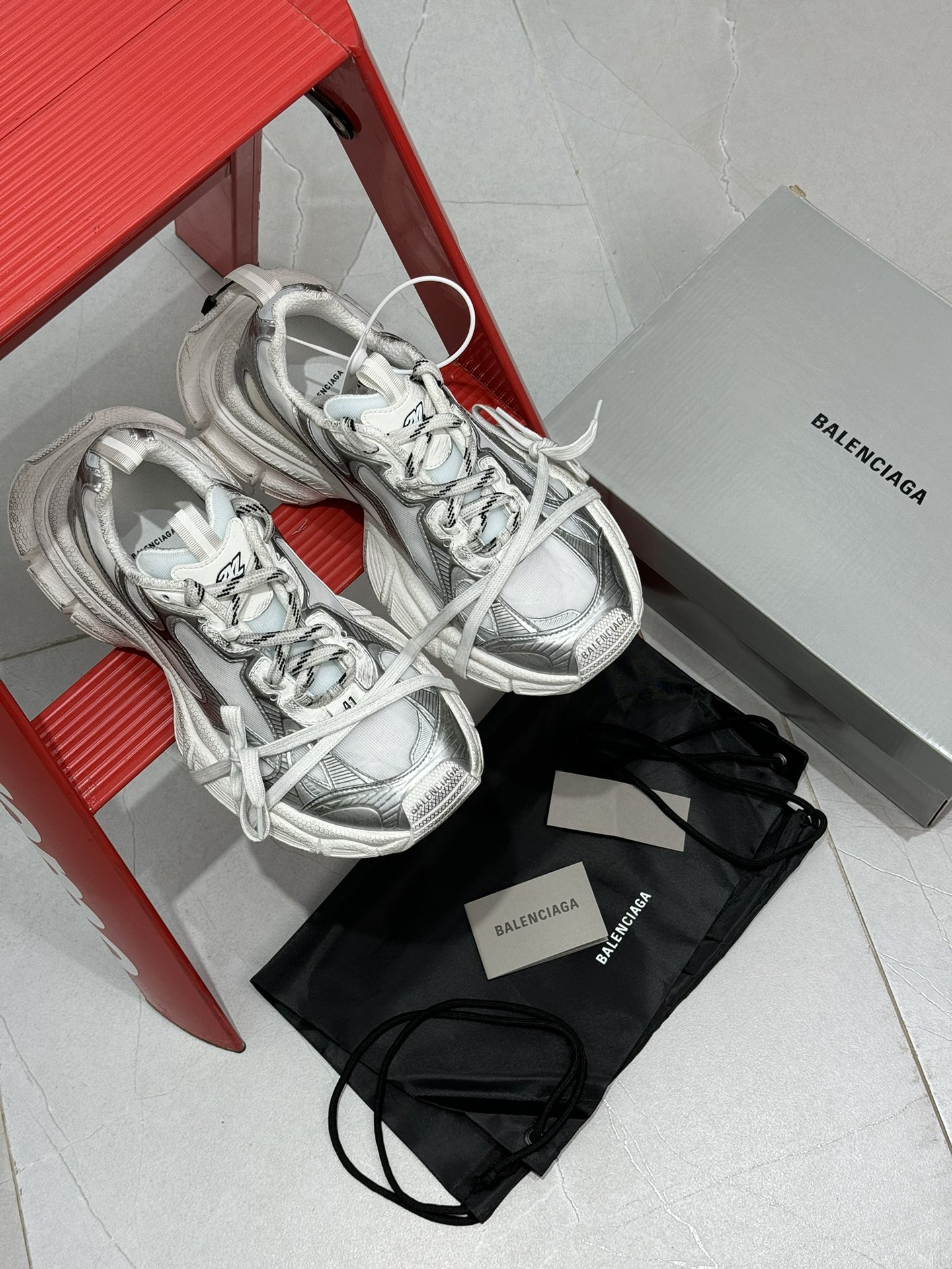 GT版3XL第31色网纱白银BALENCIAGA3XLSneakers巴黎世家十代正确手工做旧+磨损效果