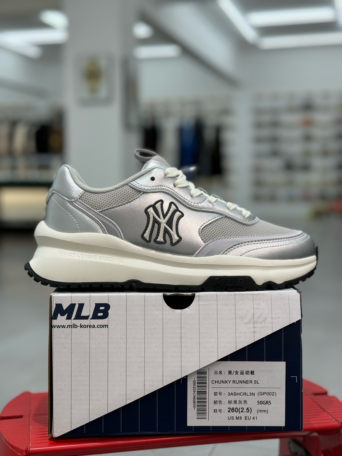 MLBChunkyRunner跑步鞋银色代工厂出品平台订单市面最最顶级品质没有之一️高清洁度免检放心主推