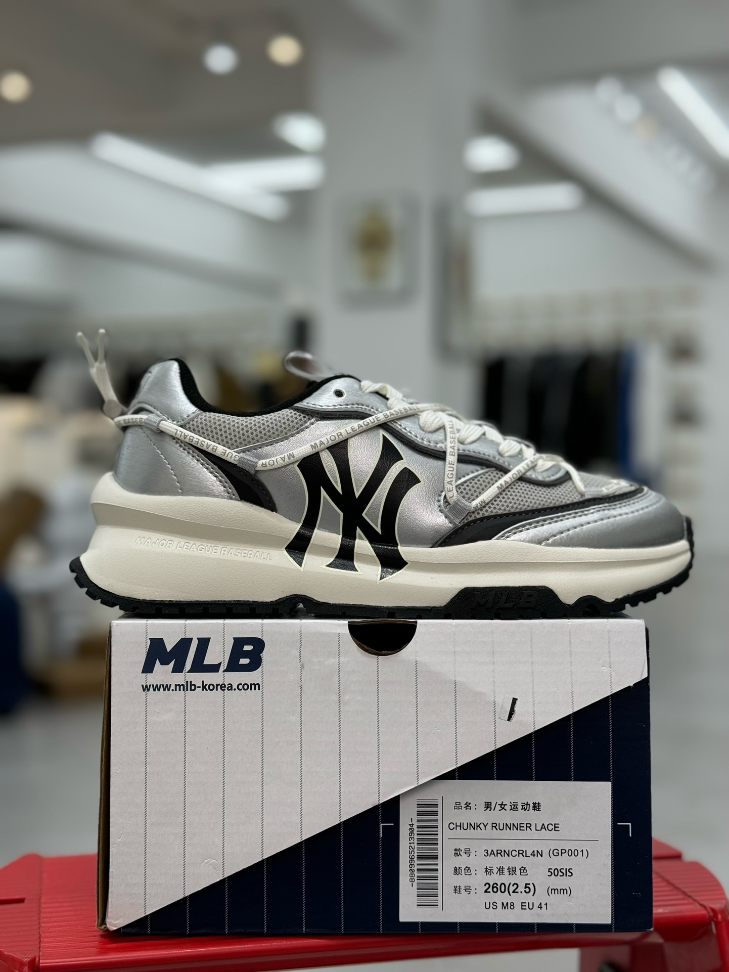 MLBChunkyRunner跑步鞋绑带黑银代工厂出品平台订单市面最最顶级品质没有之一️高清洁度免检放心