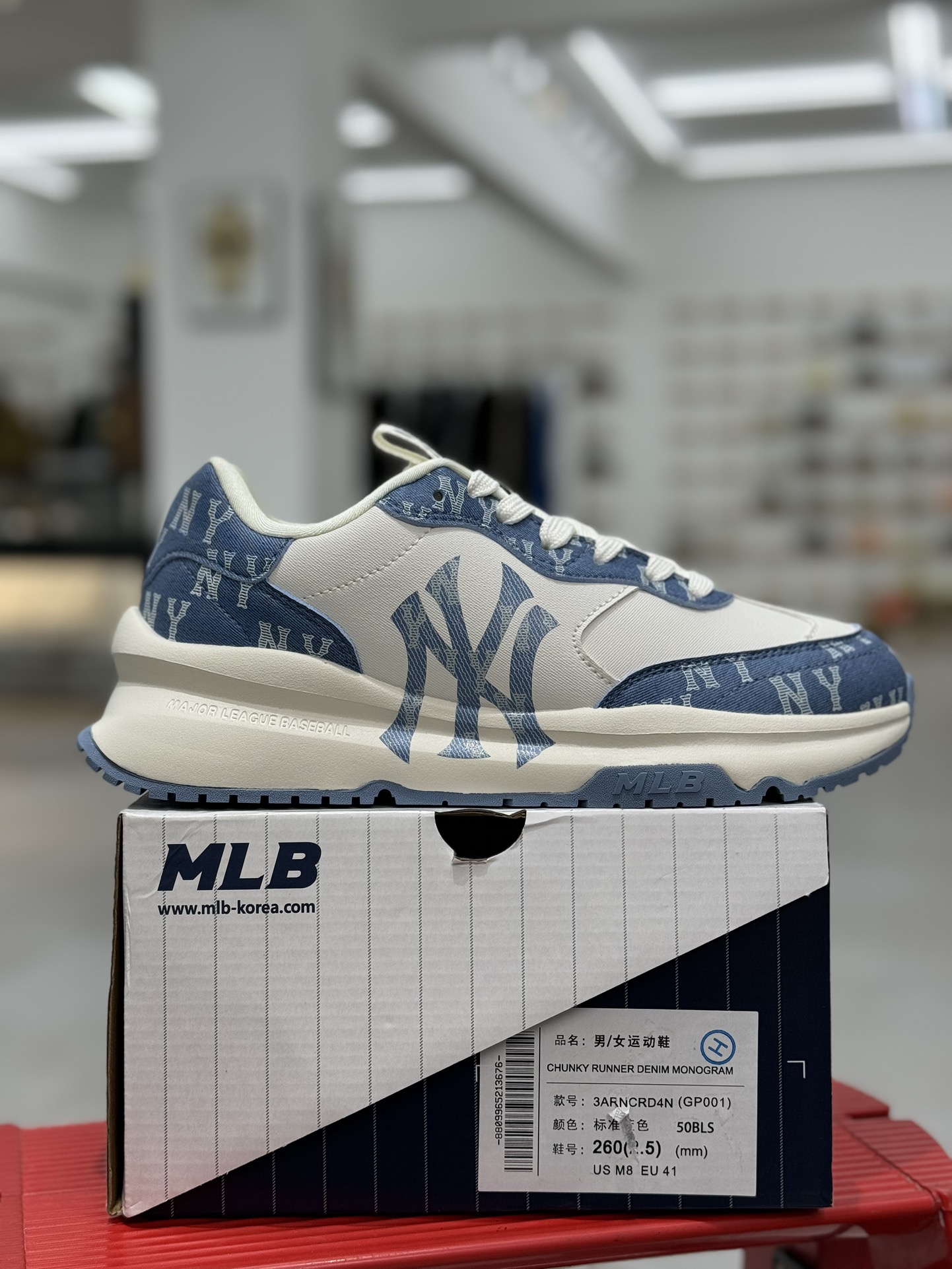 MLBChunkyRunner跑步鞋牛仔白蓝代工厂出品平台订单市面最最顶级品质没有之一️高清洁度免检放心