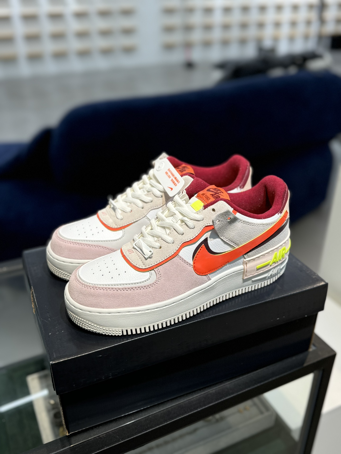 空军！马卡龙系列第43色白橙粉NikeAIRForce1Shadow空军一号百分百每个配色原鞋开发！PT