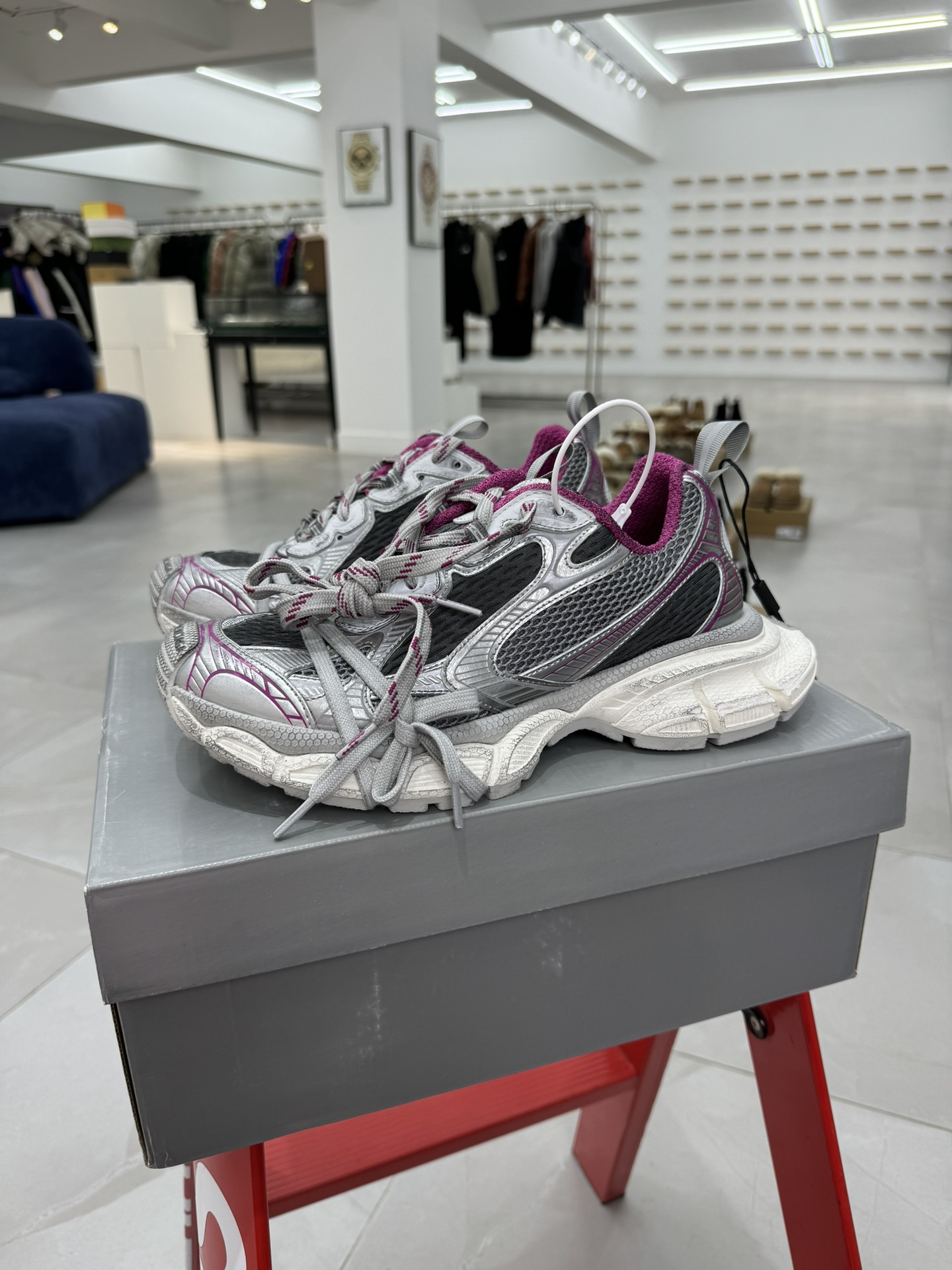 GT版3XL 第43色 银紫色BALENCIAGA 3XL Sneakers 巴黎世家十代正确手工做旧+