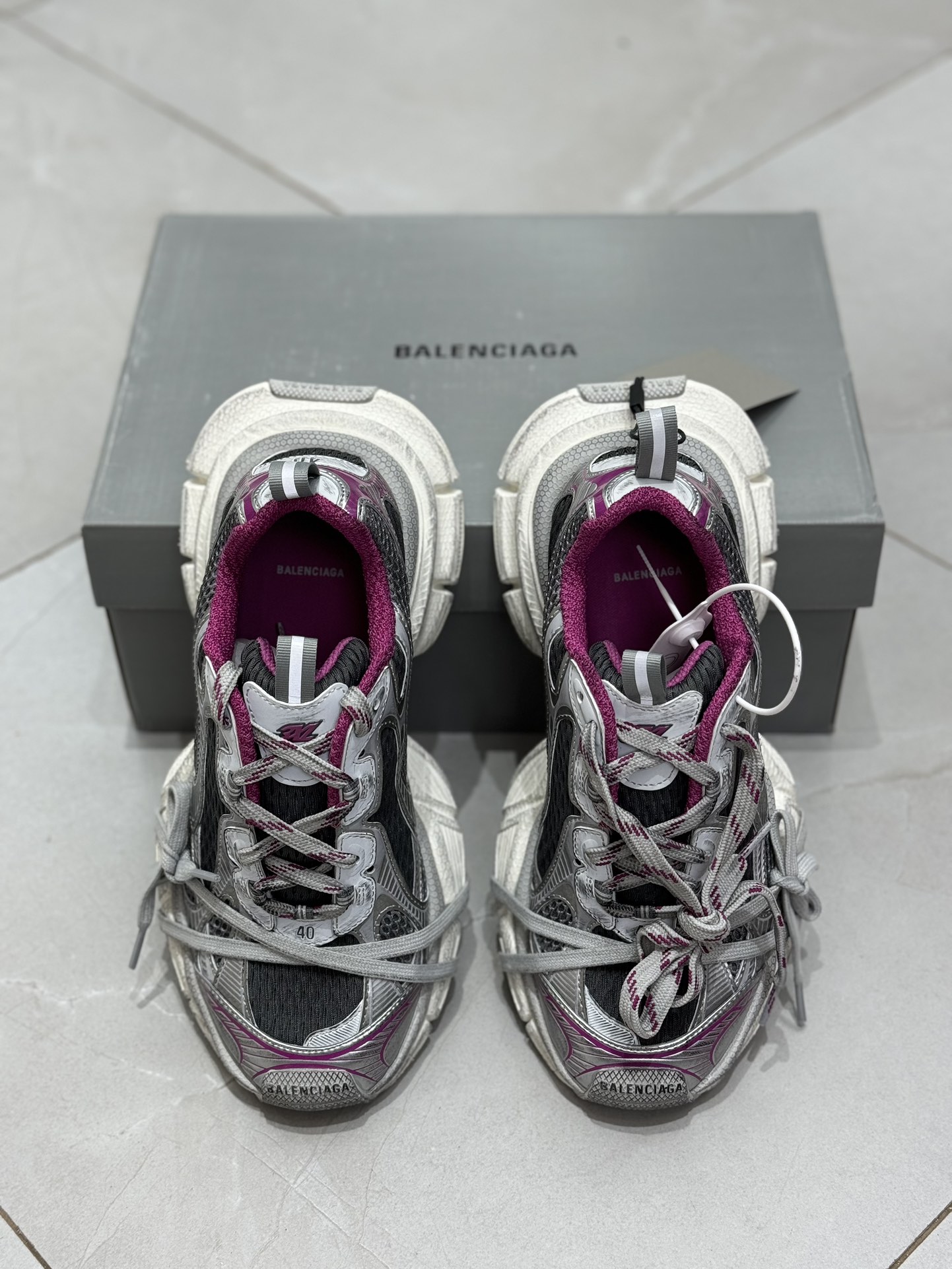 GT版3XL 第43色 银紫色BALENCIAGA 3XL Sneakers 巴黎世家十代正确手工做旧+