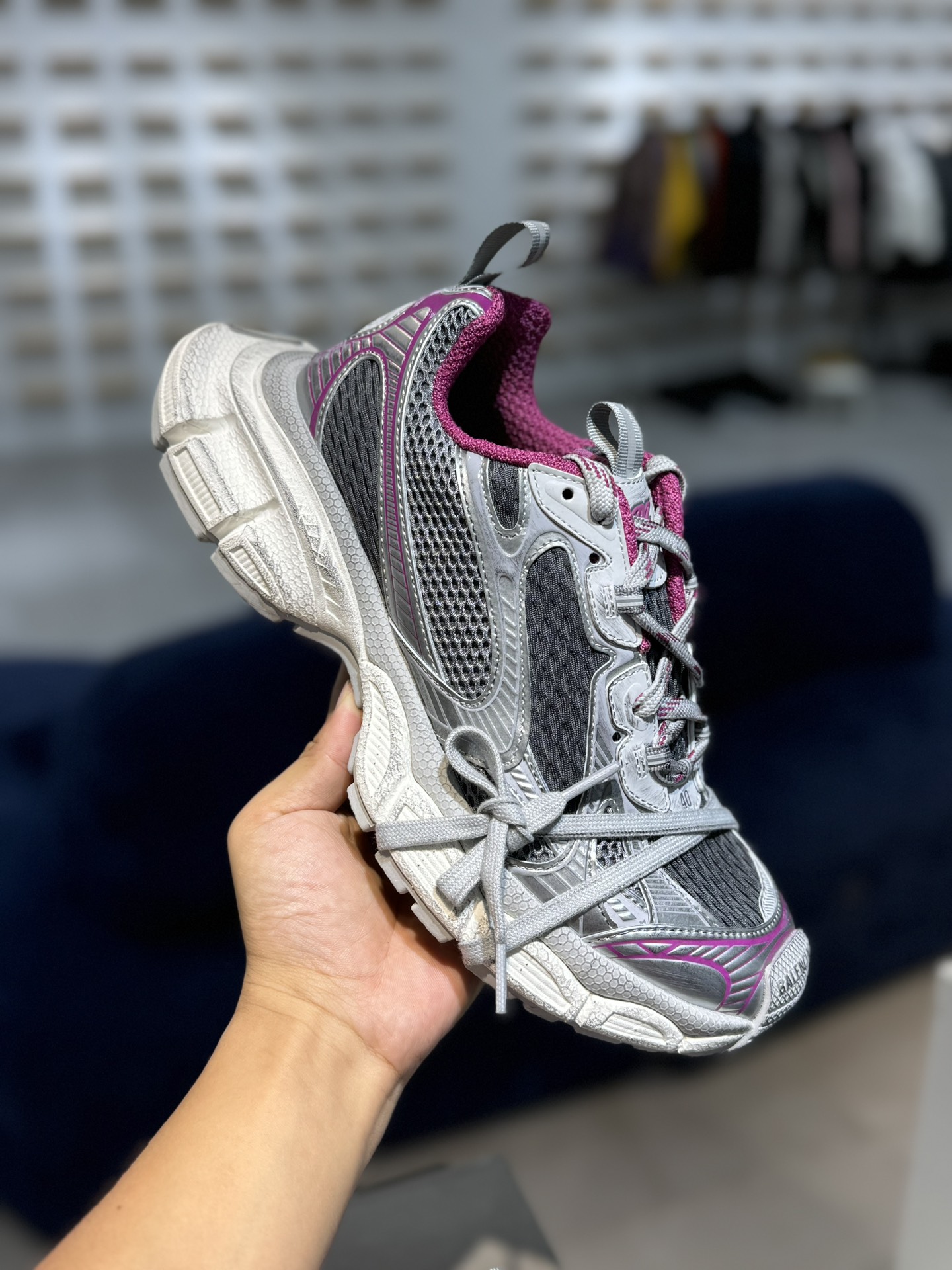 GT版3XL 第43色 银紫色BALENCIAGA 3XL Sneakers 巴黎世家十代正确手工做旧+