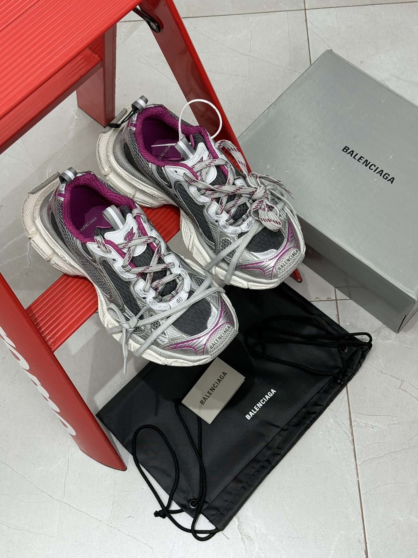 GT版3XL 第43色 银紫色BALENCIAGA 3XL Sneakers 巴黎世家十代正确手工做旧+