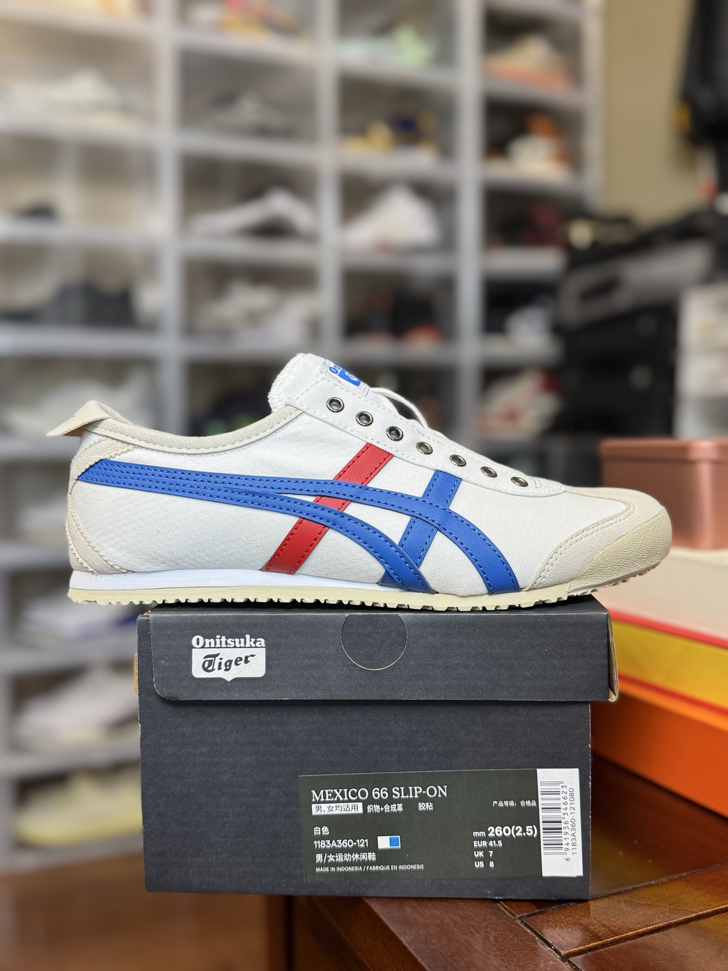 
PK版出货！顶级布面，最强品质！
鬼冢虎 帆布面一脚蹬 经典白红蓝
ASICS Tiger  Mexi