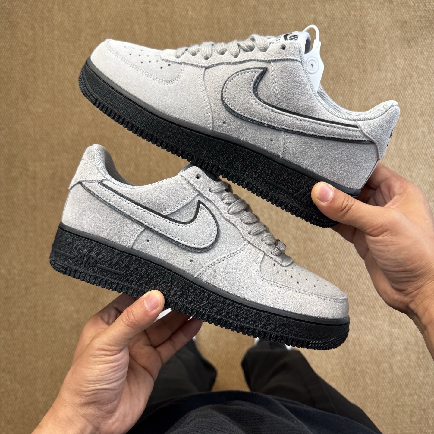 [Air Force Series]air Force gray and black suede100% original shoe developm