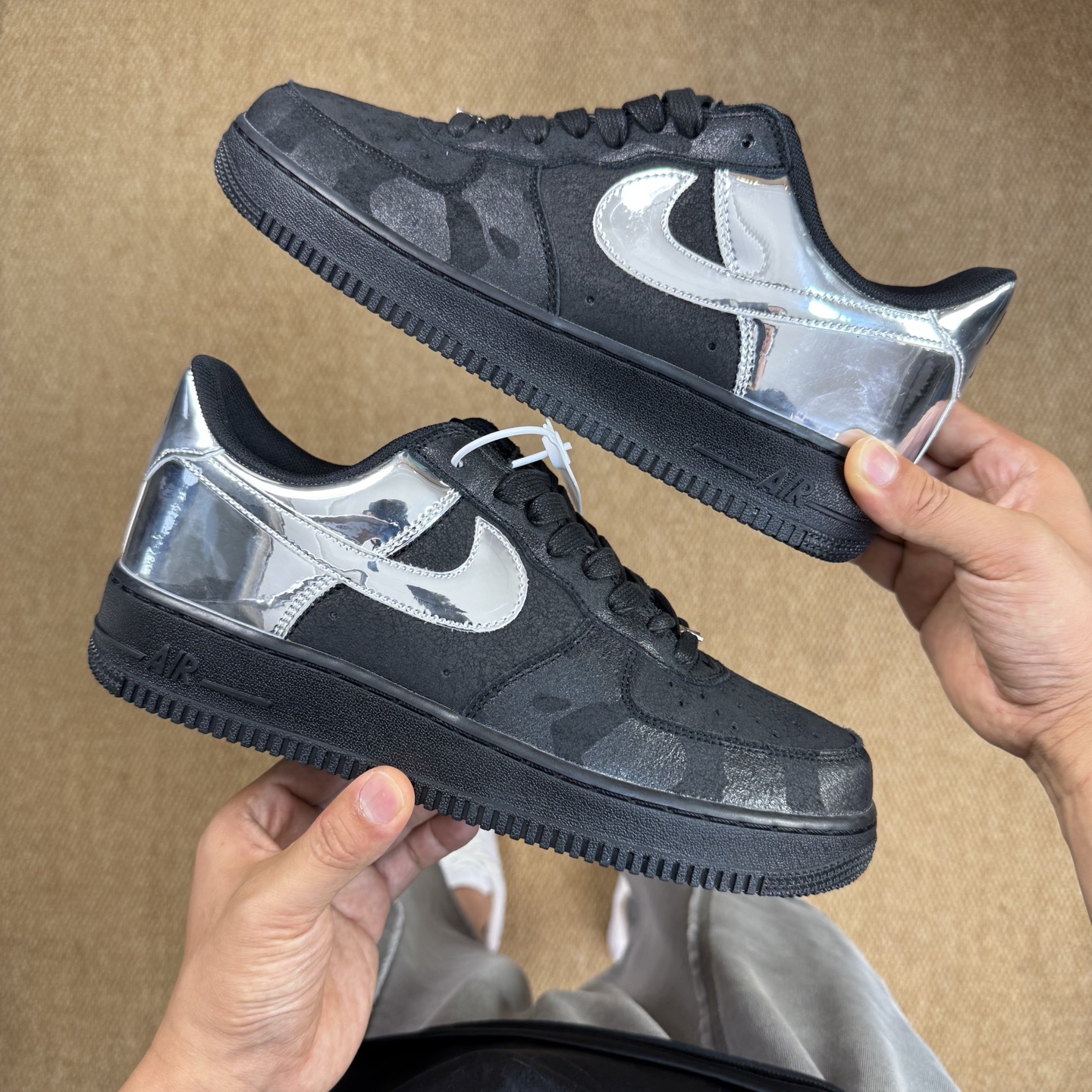 [Air Force Series]air Force black Silver100% original shoe development PT m