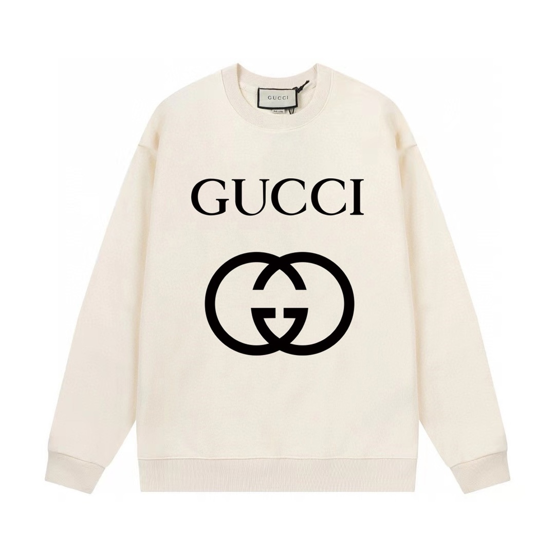 Gucci Odzież Bluzy Kolor moreli Czarny Biały Drukowanie Unisex Fashion