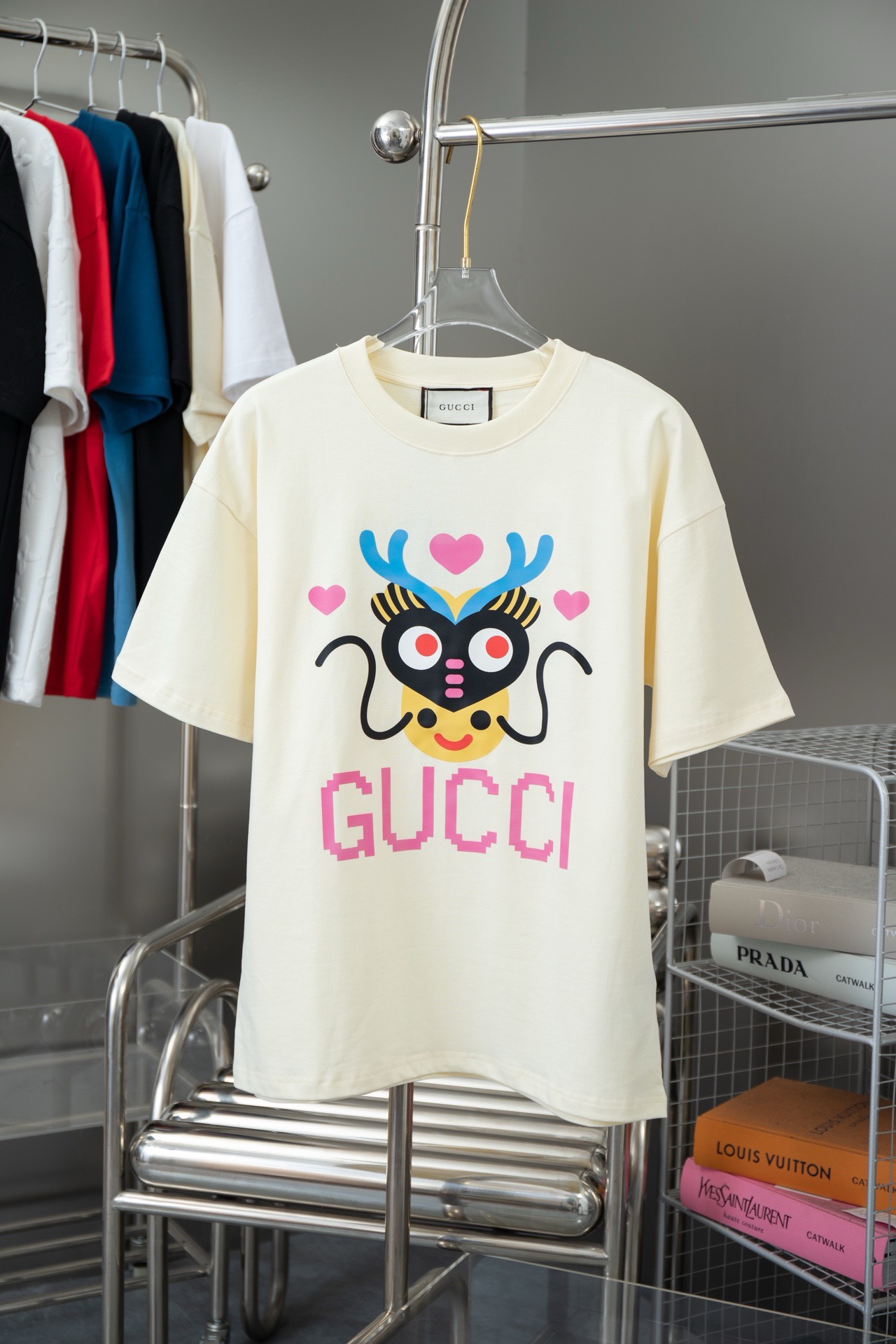 Gucci Odzież T-Shirt Kup tanio
 Kolor moreli Czarny Drukowanie Unisex Bawełna Wiosenna kolekcja Fashion