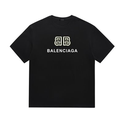 Balenciaga AAA Clothing T-Shirt Black White Printing Unisex Cotton Spring/Summer Collection Short Sleeve