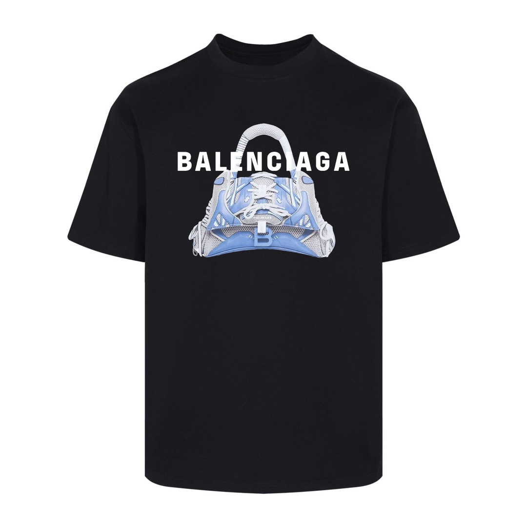 Balenciaga Printed Cotton T-Shirt, Unisex Oversized Fit, Black, XS-L