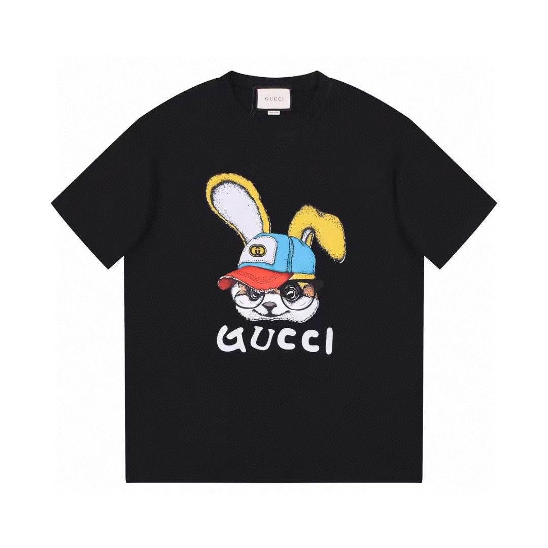 Replig tanie
 Gucci Odzież T-Shirt Kolor moreli Czarny Unisex Bawełna Kolekcja wiosenno-letnia Krótki rękaw