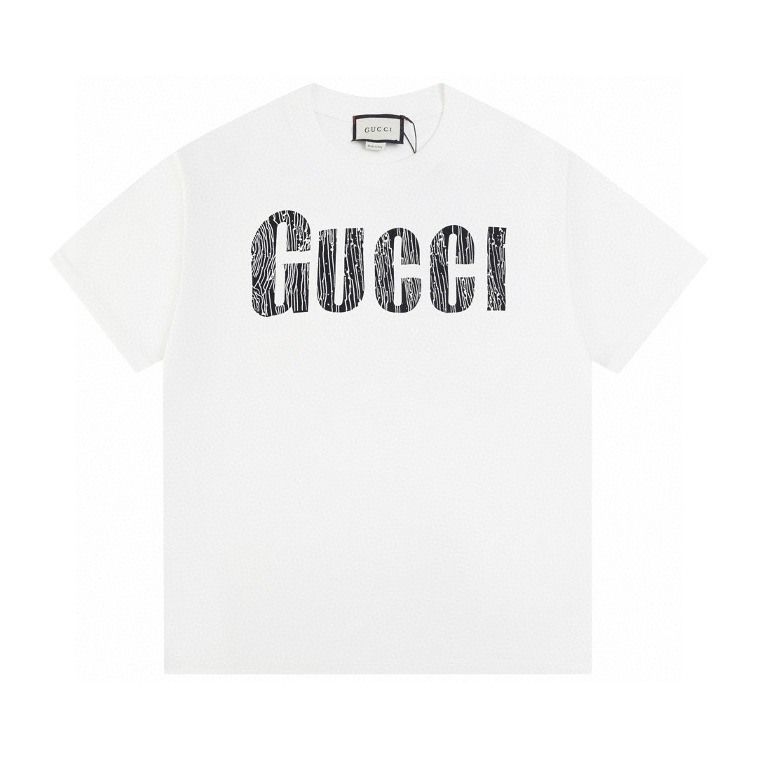 Gucci Odzież T-Shirt Kolor moreli Czarny Biały Unisex Kolekcja wiosenno-letnia Fashion Krótki rękaw