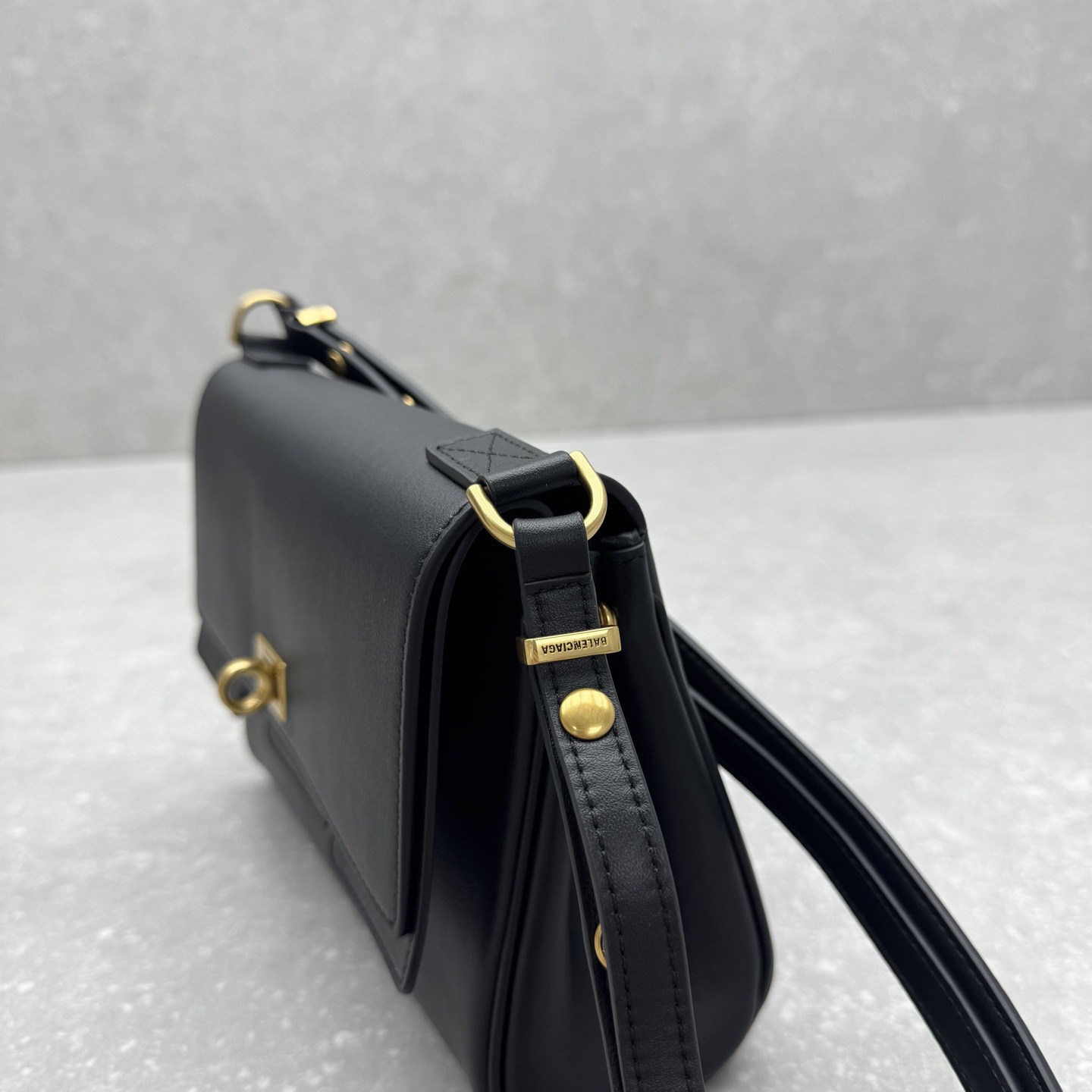Balenciaga Style Black Leather Crossbody Bag style reference detail image 8 from source 776289
