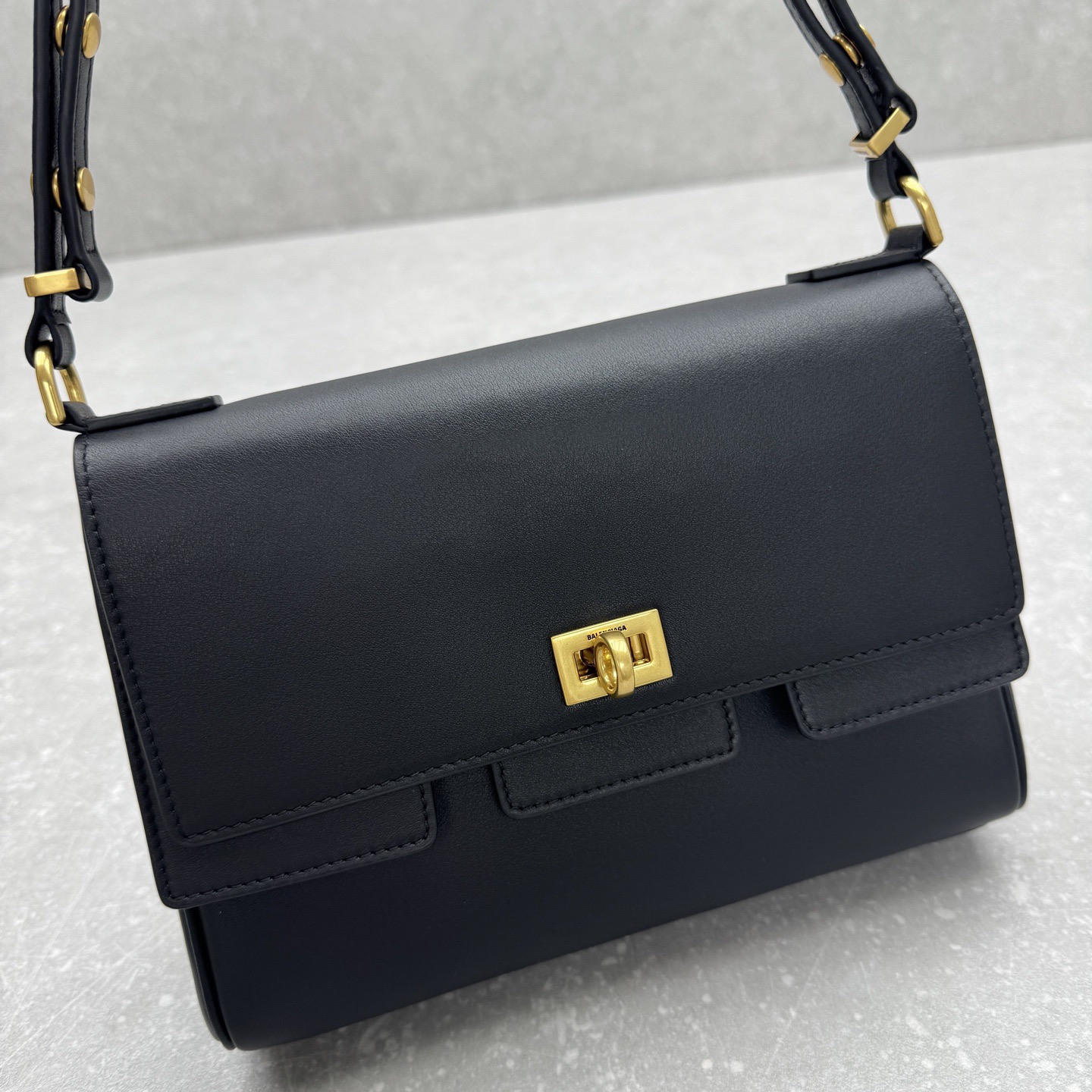 Balenciaga Style Black Leather Crossbody Bag style reference detail image 5 from source 776289