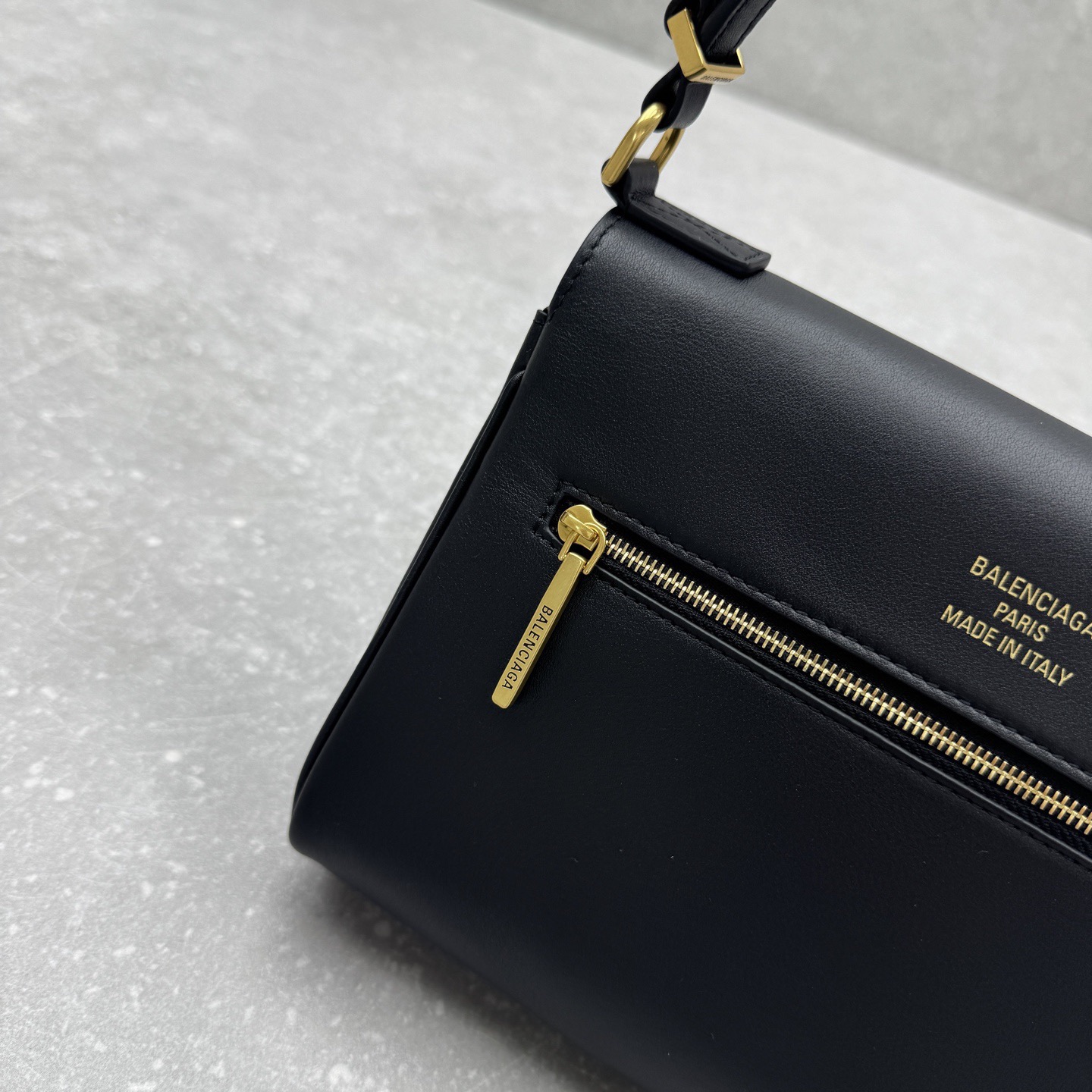 Balenciaga Style Black Leather Crossbody Bag style reference detail image 9 from source 776289