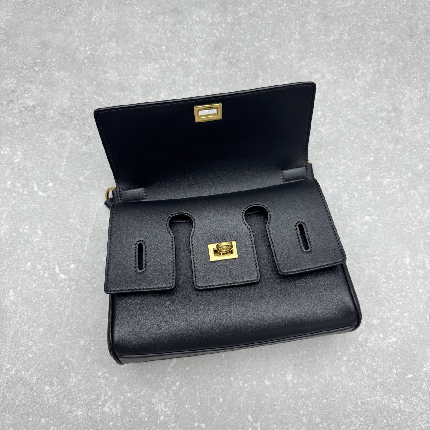 Balenciaga Style Black Leather Crossbody Bag style reference detail image 6 from source 776289