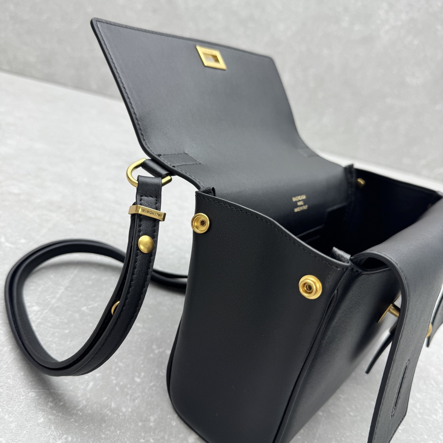 Balenciaga Style Black Leather Crossbody Bag style reference detail image 7 from source 776289