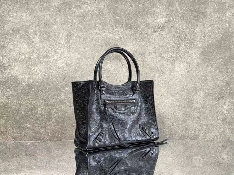 Balenciaga Style Black Leather Tote Bag style reference detail image 2 from source 776286