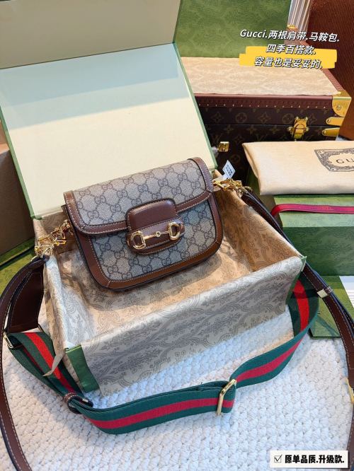 Gucci 1955 Horsebit Saddle Bag with Double Straps - Chic & Versatile 1 Gucci 1955 Horsebit Saddle Bag with Double Straps - Chic & Versatile