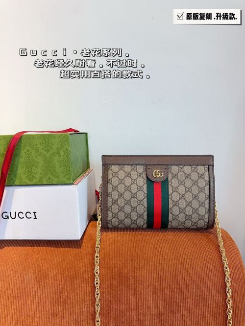 Gucci Ophidia Chain Bag with GG Supreme and Leather Trim 1 Gucci Ophidia Chain Bag with GG Supreme and Leather Trim
