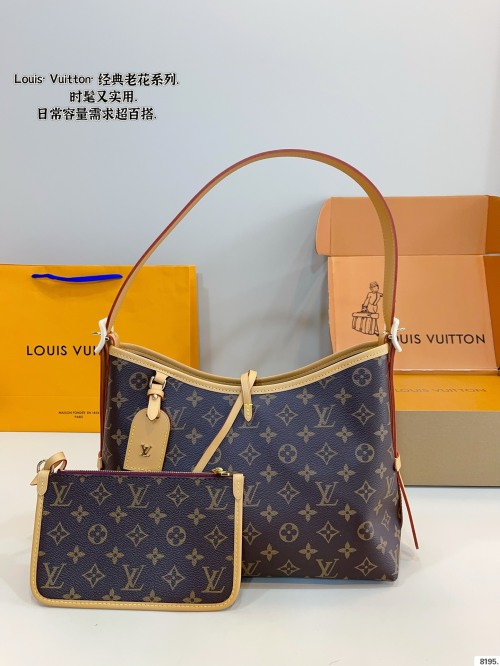 Louis Vuitton Carryall Monogram Canvas Schoudertas met Afneembare Pouch 1 Louis Vuitton Carryall Monogram Canvas Schoudertas met Afneembare Pouch