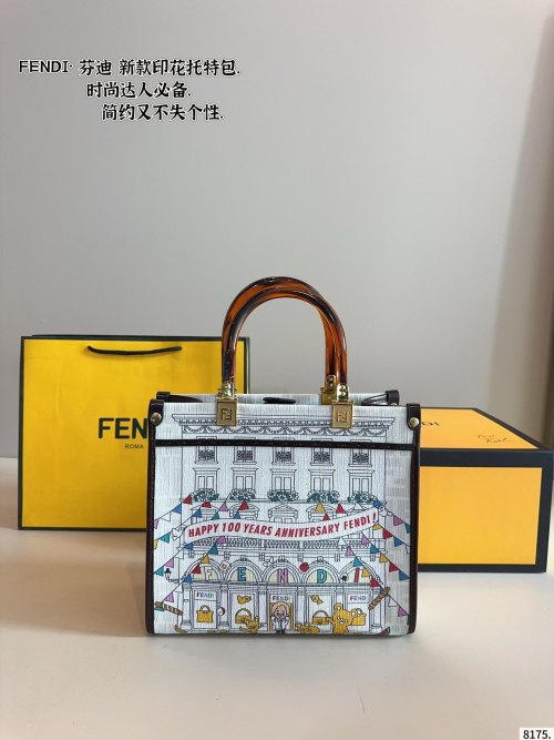 Fendi 'Happy 100 Years Anniversary' Printed Tote Bag 1 Fendi 'Happy 100 Years Anniversary' Printed Tote Bag