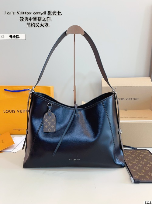 Louis Vuitton Carryall Black Leather Handbag Women's Shoulder Bag, 42*14*31cm 1 Louis Vuitton Carryall Black Leather Handbag Women's Shoulder Bag, 42*14*31cm