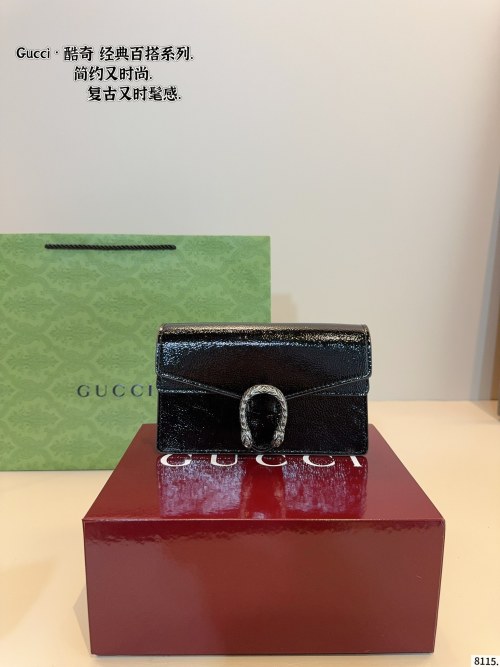 Gucci Dionysus Chain Wallet - Black Patent Leather, Silver Hardware 1 Gucci Dionysus Chain Wallet - Black Patent Leather, Silver Hardware