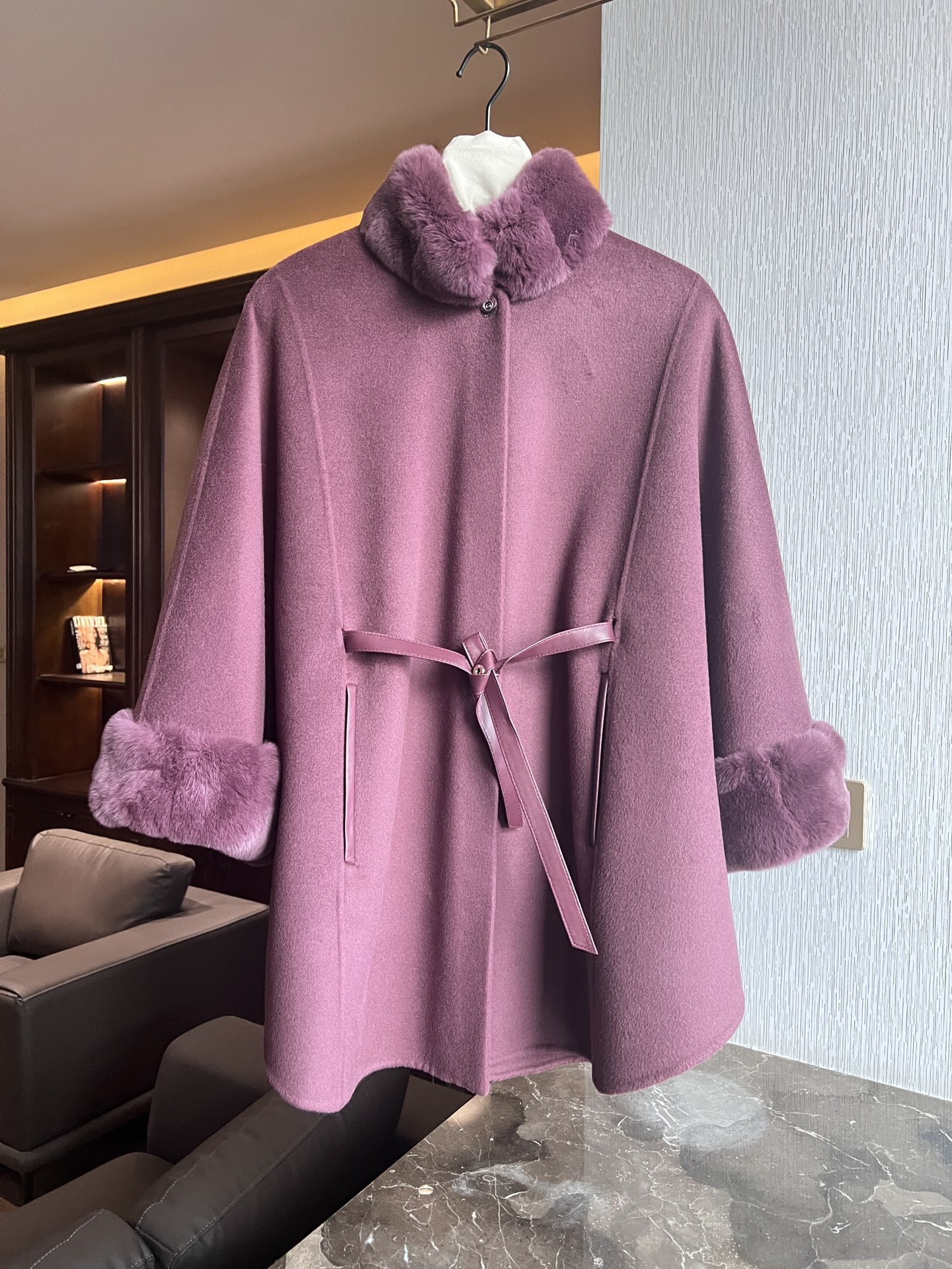 L P Salzburg Cashmere Cape with Lambskin Belt - Soft & Warm 3 i1757051704437 6522 0 5