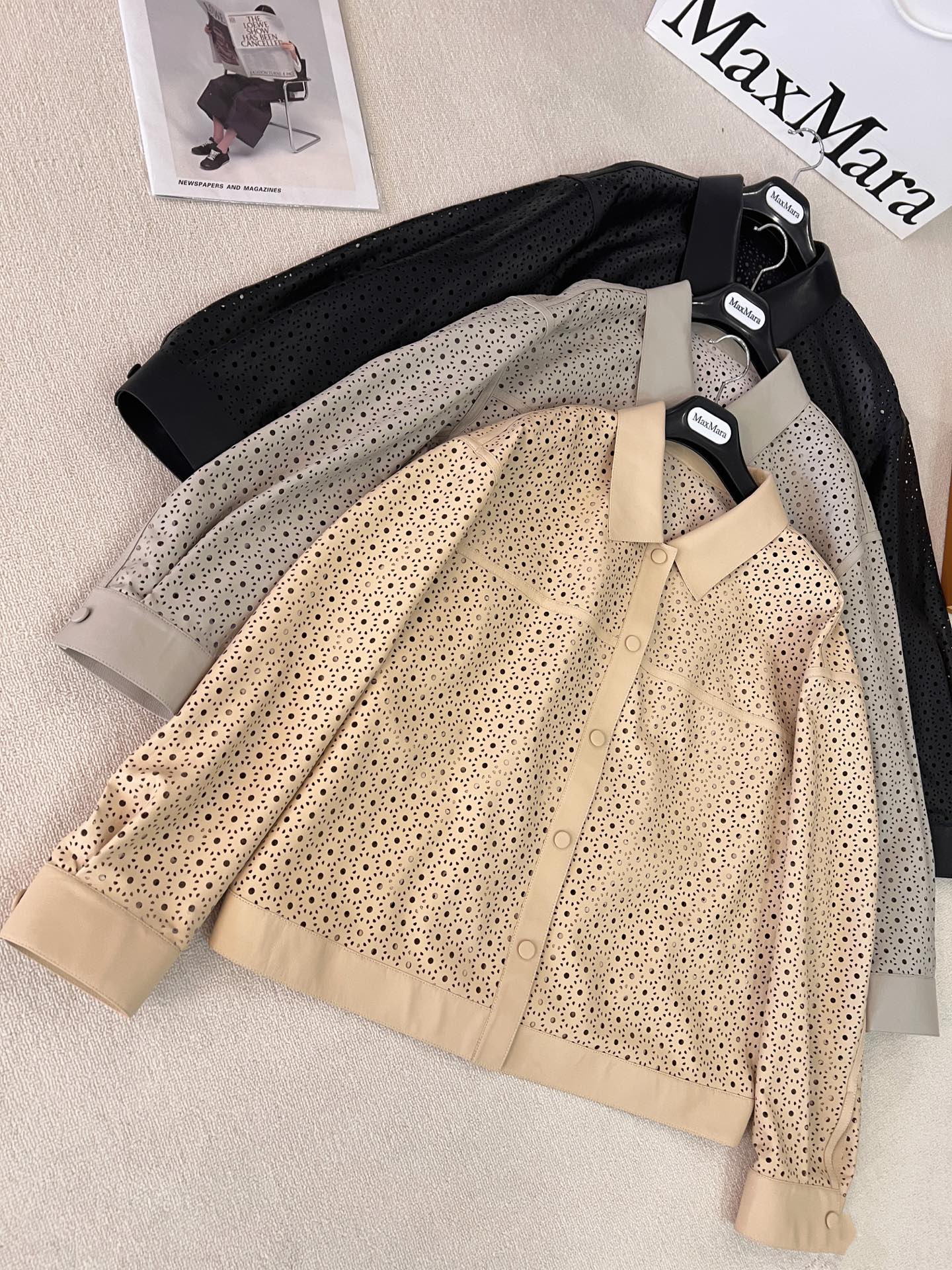 Dior Eyelet Perforated Collared Cropped Jacket