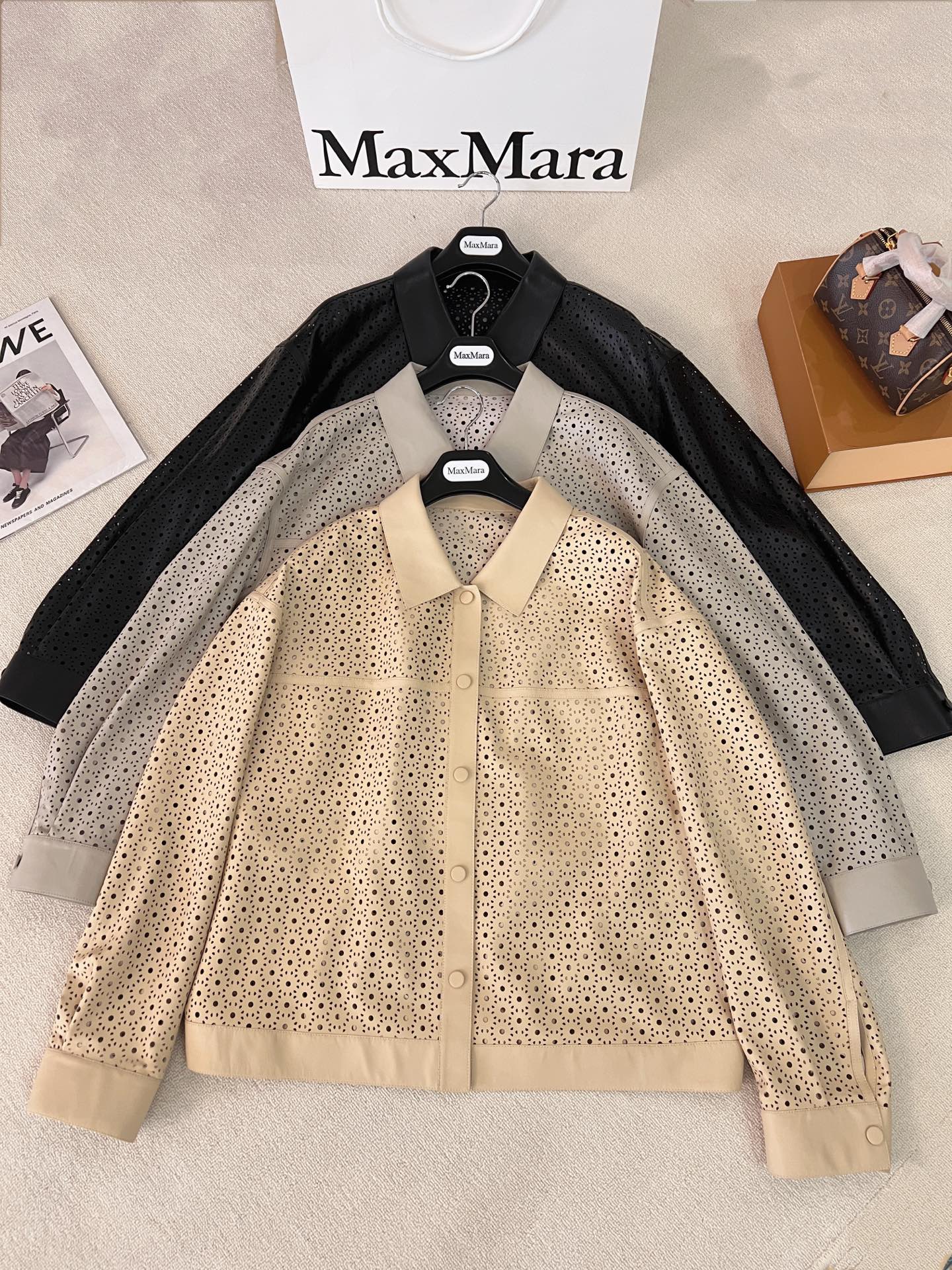 Dior Eyelet Perforated Collared Cropped Jacket