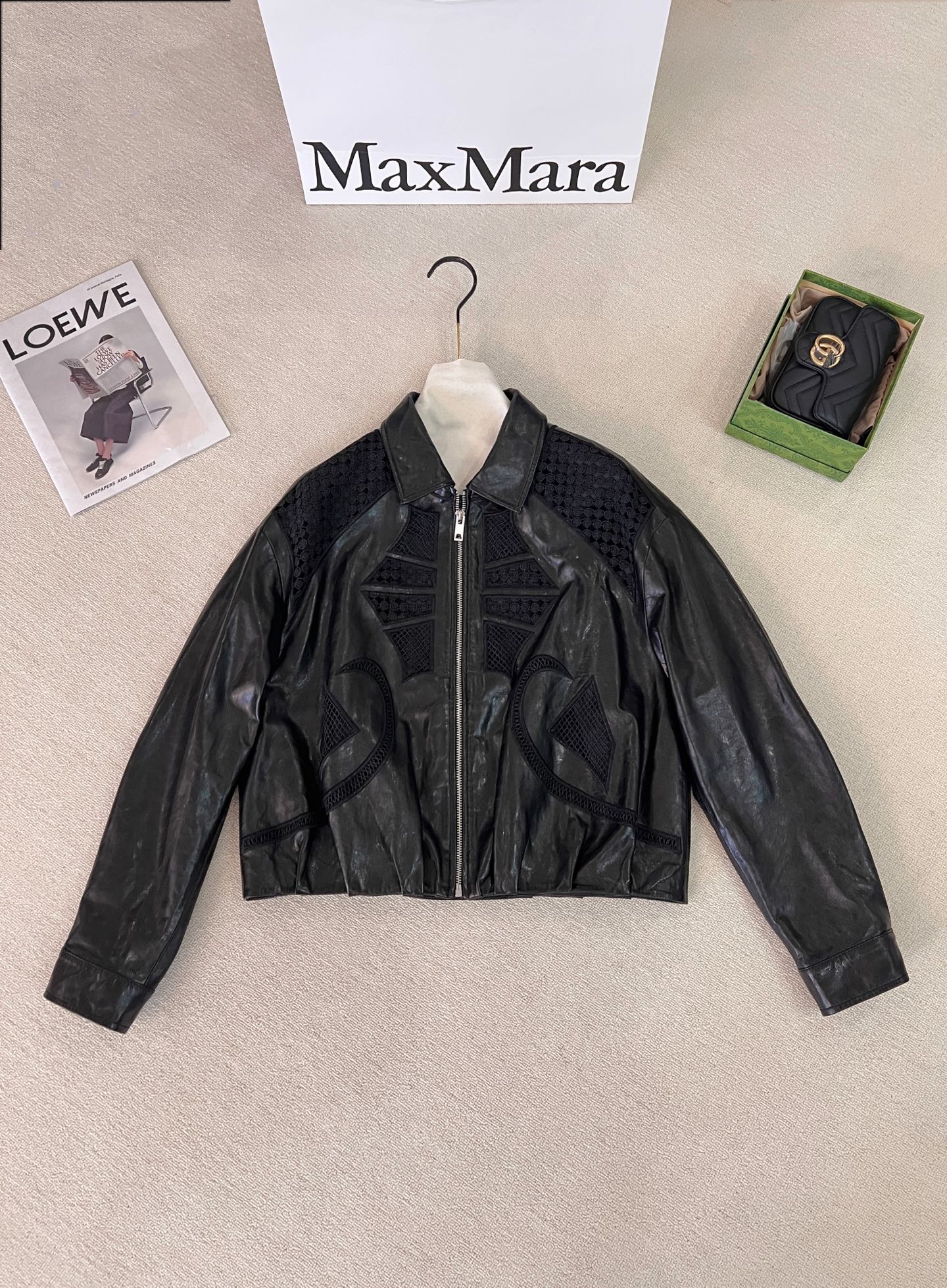 Hermes Burgundy Embroidered Leather Jacket