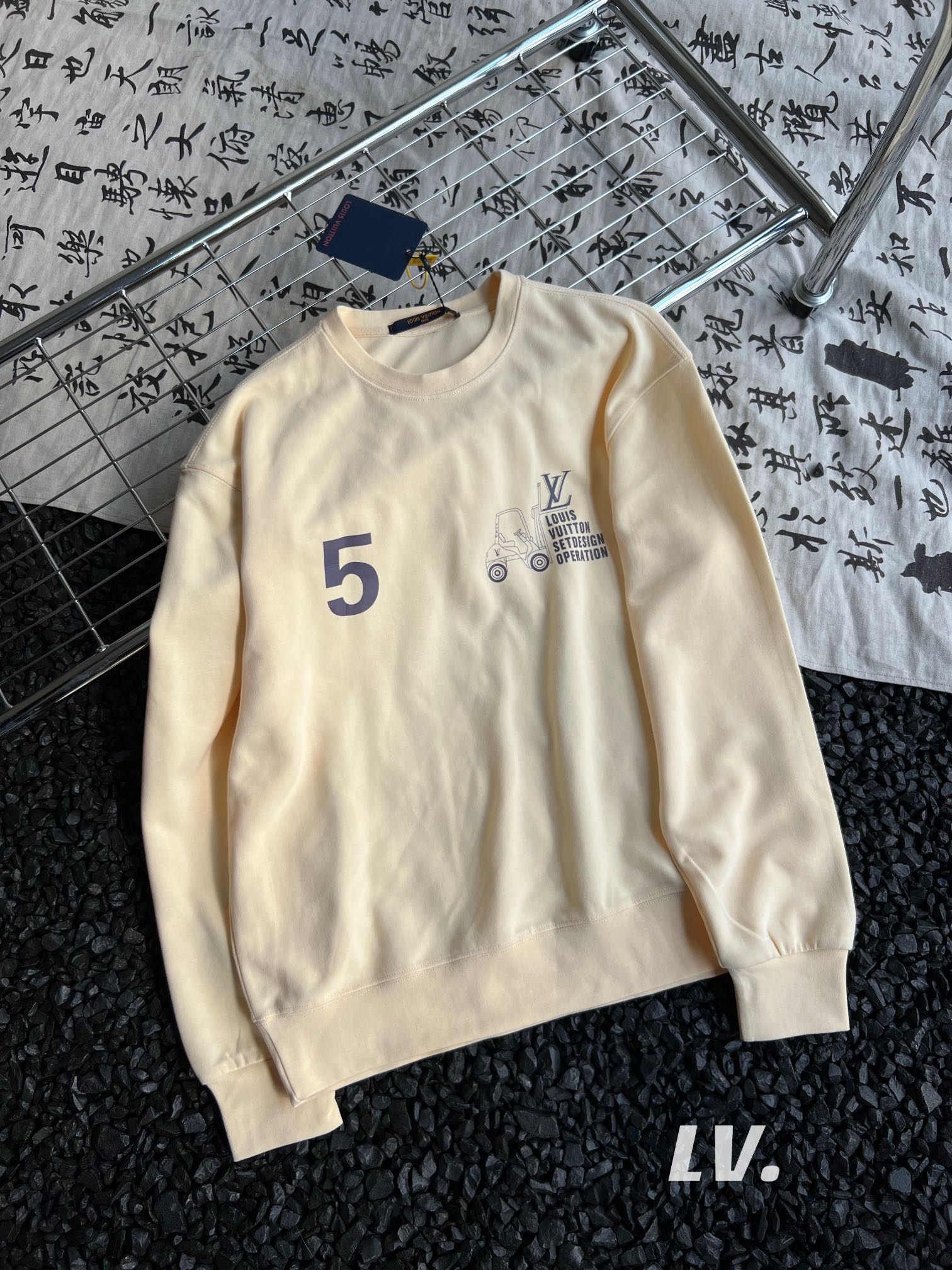 Louis Vuitton Clothing Sweatshirts Beige White Printing Unisex Fall/Winter Collection