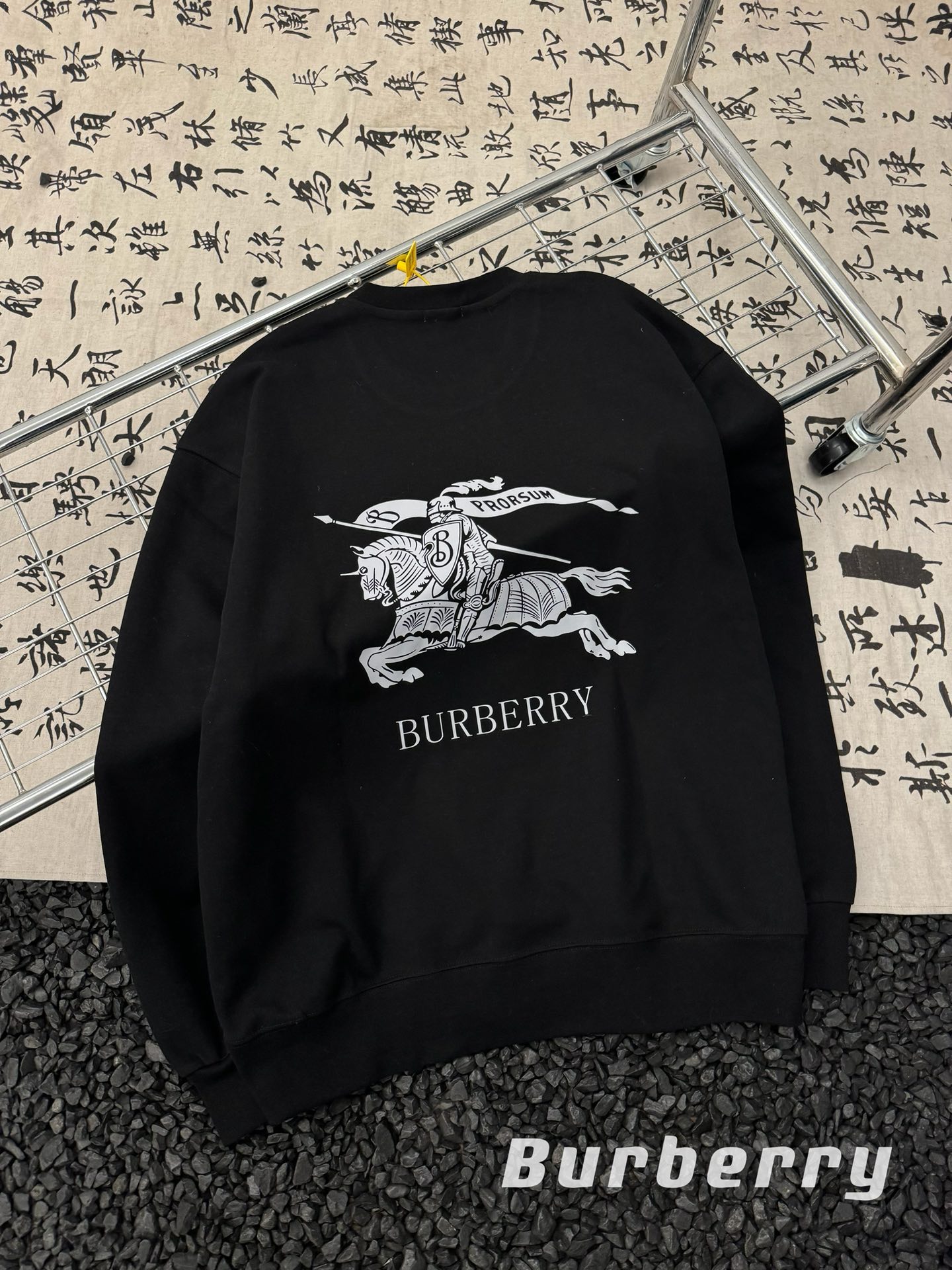 Burberry Copy
 Clothing Sweatshirts Black Printing Unisex Fall/Winter Collection