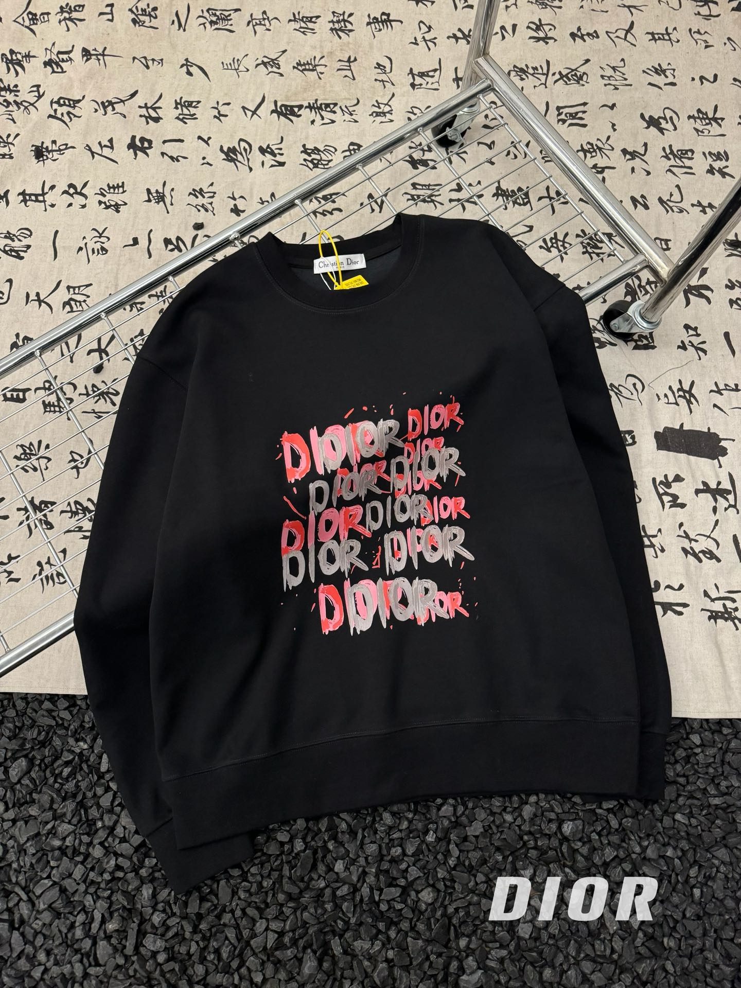 Dior Clothing Sweatshirts Top Designer replica
 Black Doodle Printing Unisex Fall/Winter Collection