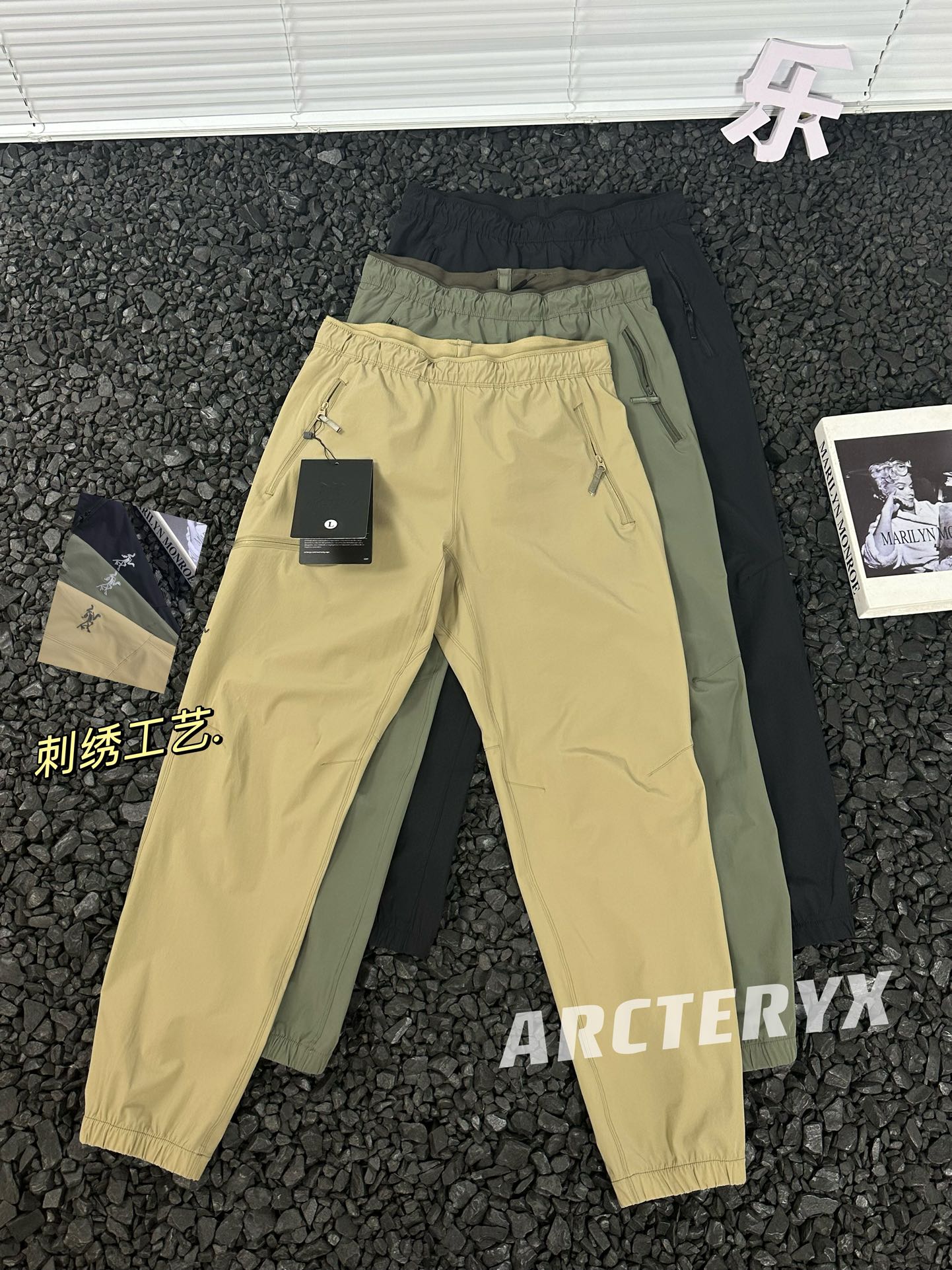 Arc’teryx Clothing Pants & Trousers ArmyGreen Black Green Khaki Embroidery Spring/Summer Collection Casual