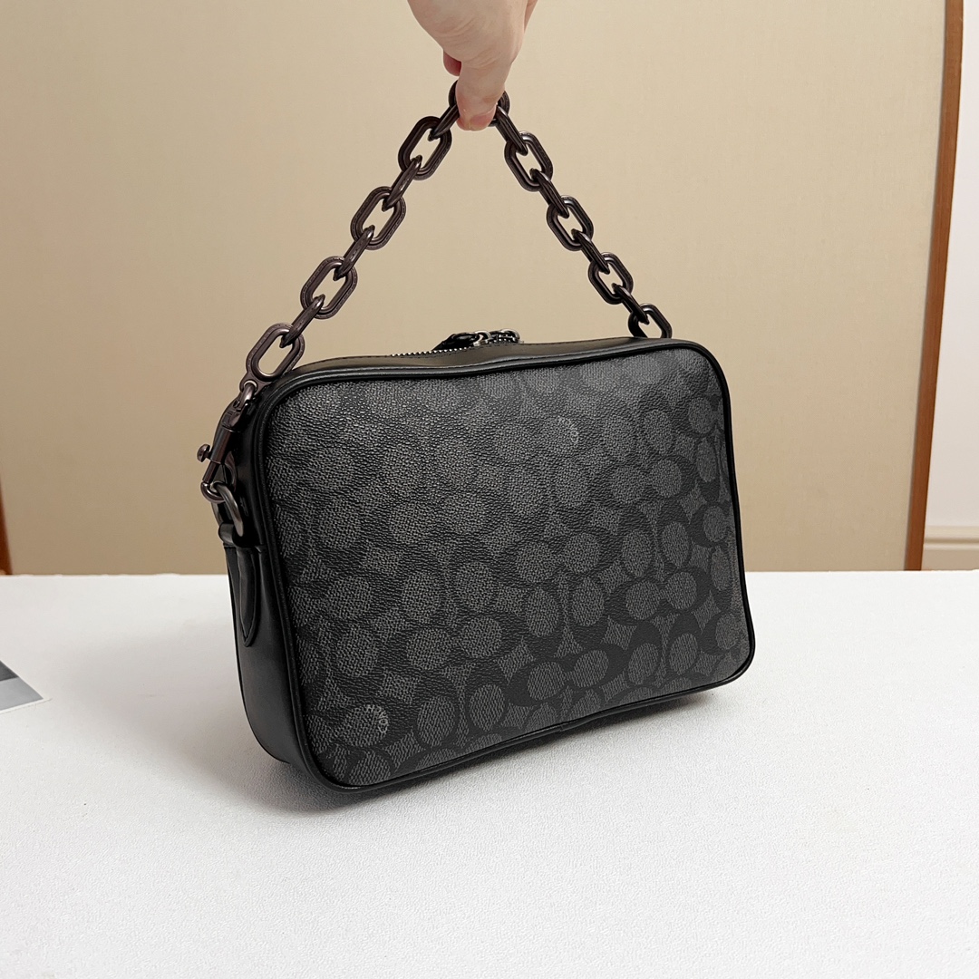 Coach 大的 4月新款CR712 人造革配牛皮革 内置搭扣袋 拉链开合