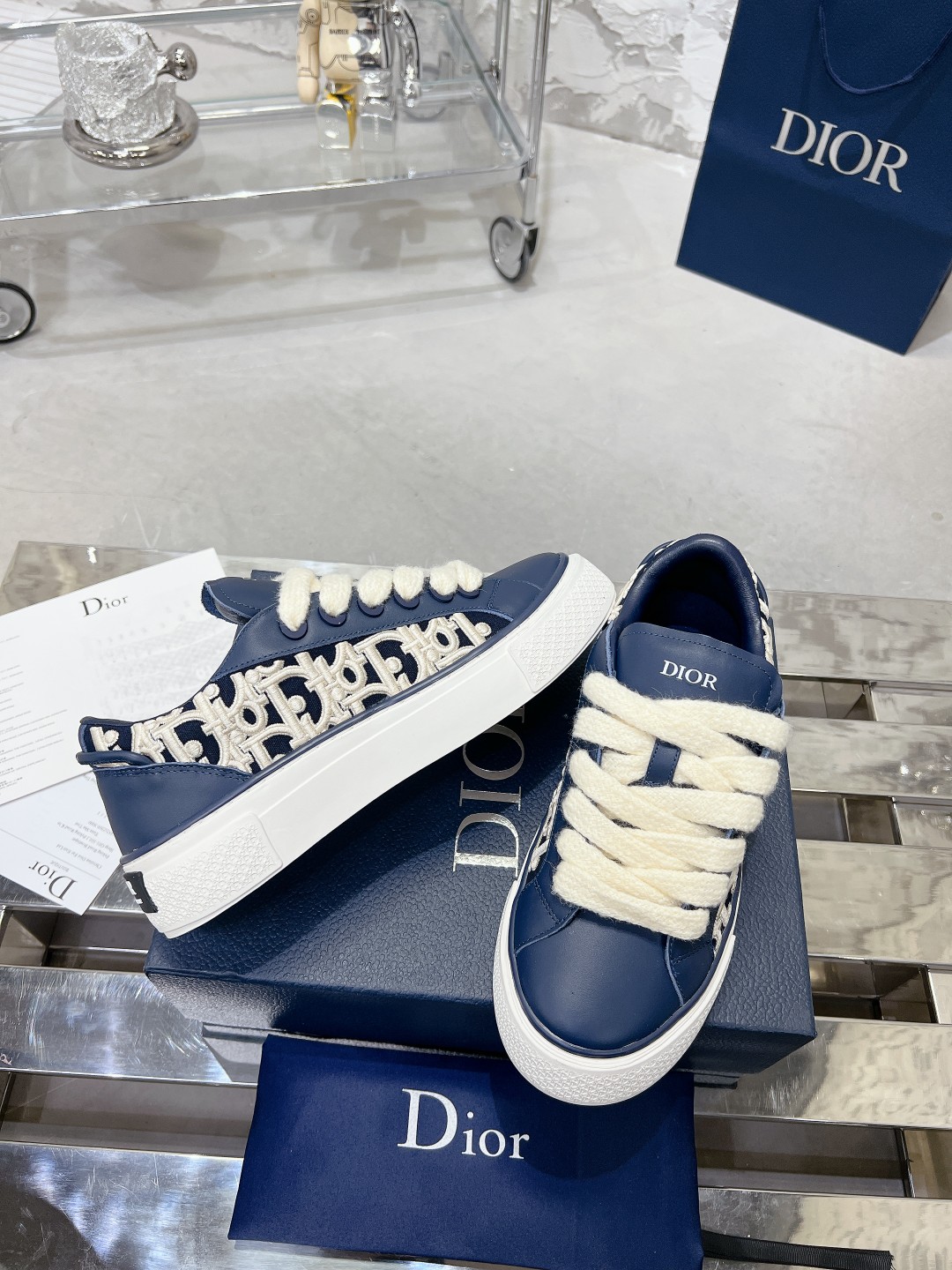 Dior B33 Series Unisex Casual Sneakers in Gray Leather with CD Diamond 4 a1698336331039 3247