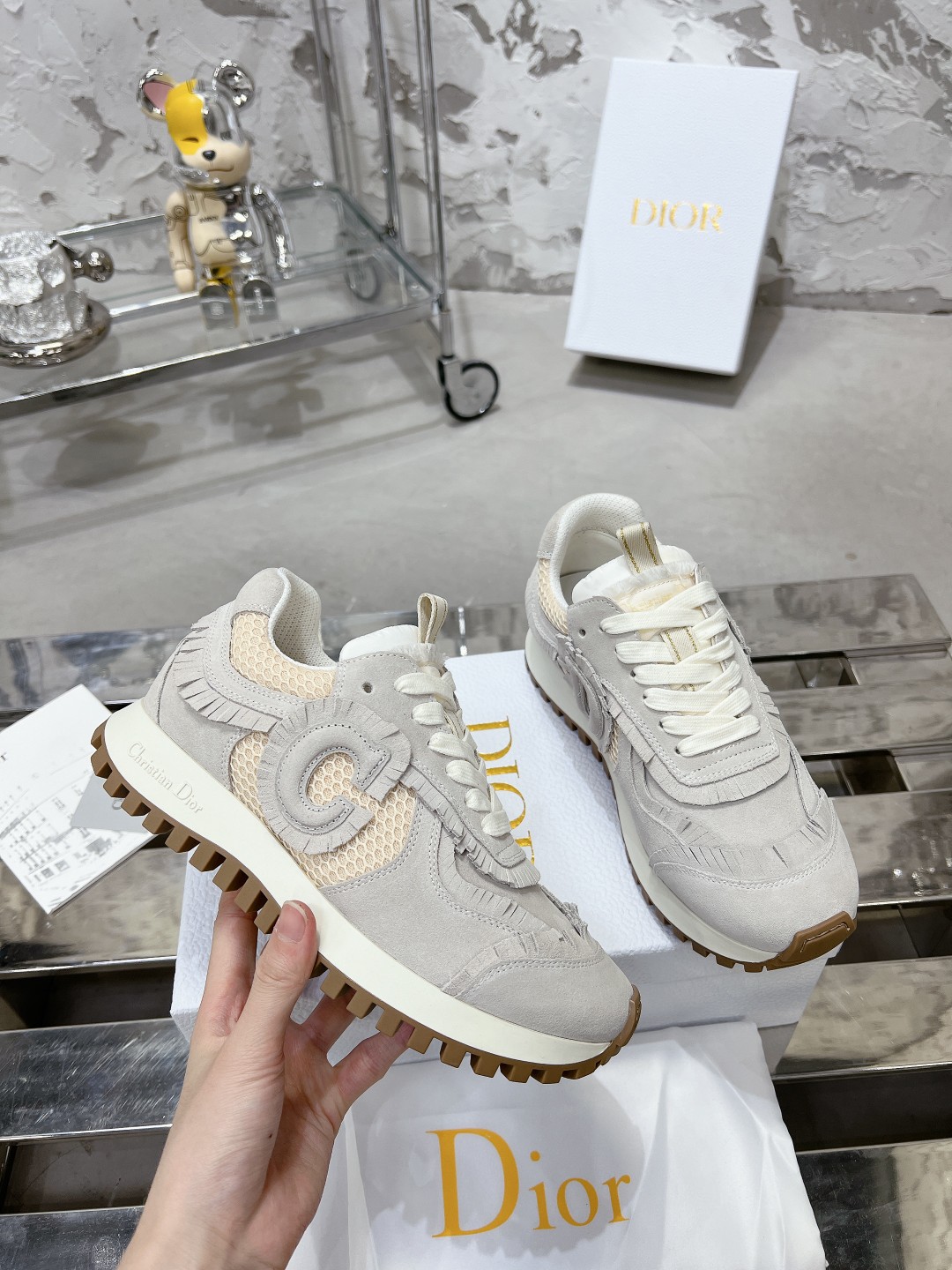 Diorディオール C'estシリーズ 流苏ネット生地 休闲運動鞋