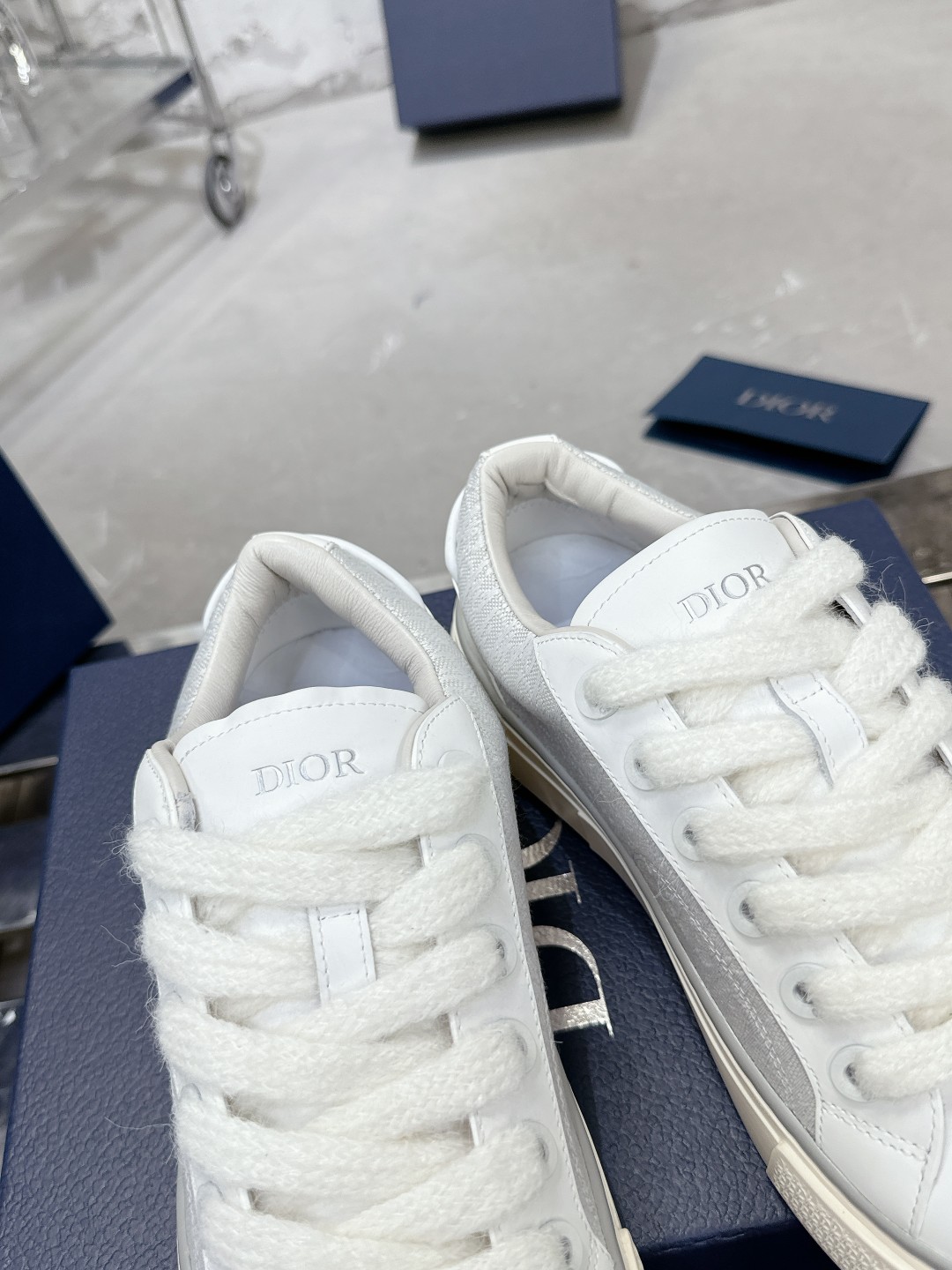 Dior B33 Series Sneakers - Grey Leather with CD Diamond Canvas Inlays 8 a1728937965769 3723