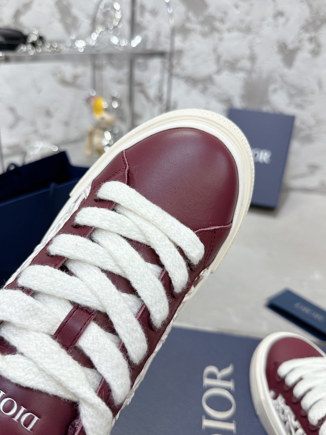 Dior B33 Series Casual Sneakers, Leather and Oblique Canvas, Burgundy 8 a1728938205464 8678