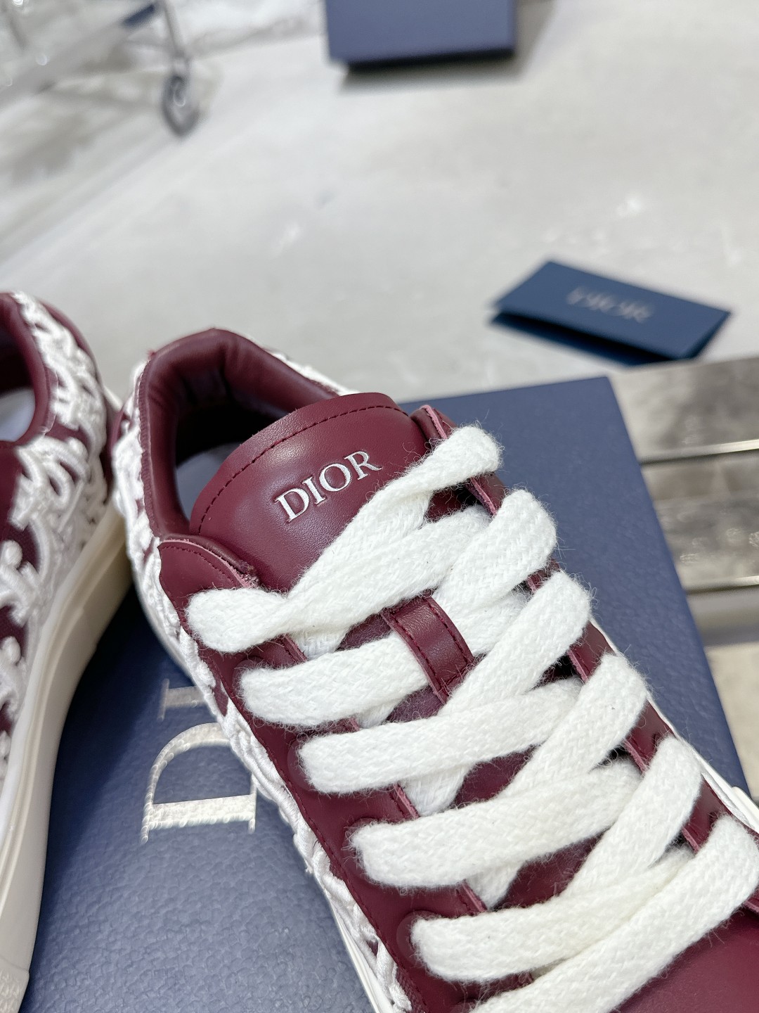 Dior B33 Series Casual Sneakers, Leather and Oblique Canvas, Burgundy 10 a1728938205512 3876