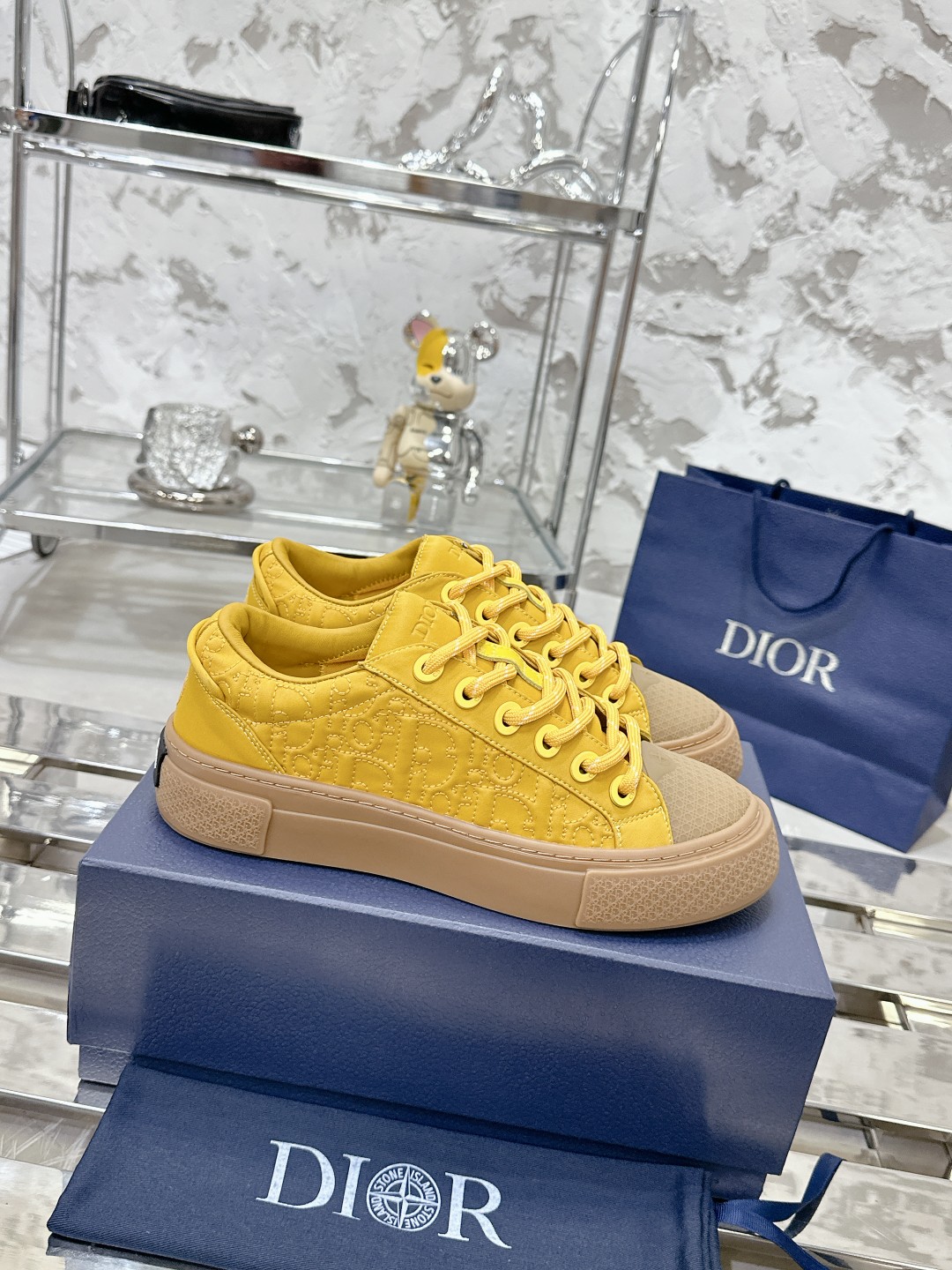 Dior B33 Yellow Oblique Jacquard Sneaker - Limited Edition, Couple Style 1 Dior B33 Yellow Oblique Jacquard Sneaker - Limited Edition, Couple Style