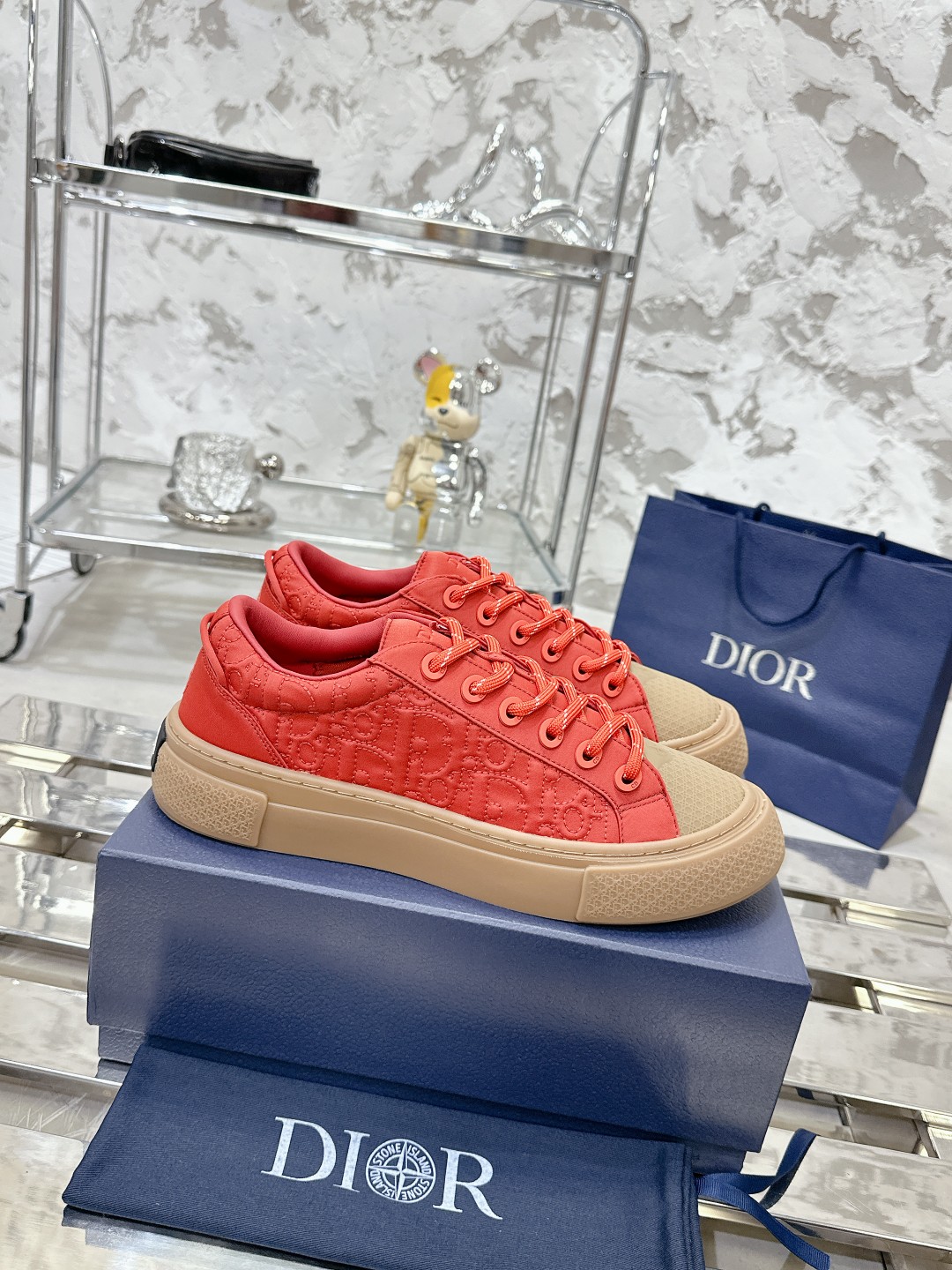 Dior B33 Oblique Jacquard Sneakers, Limited Edition Snake Year, Coral 2 a1729465919057 0005