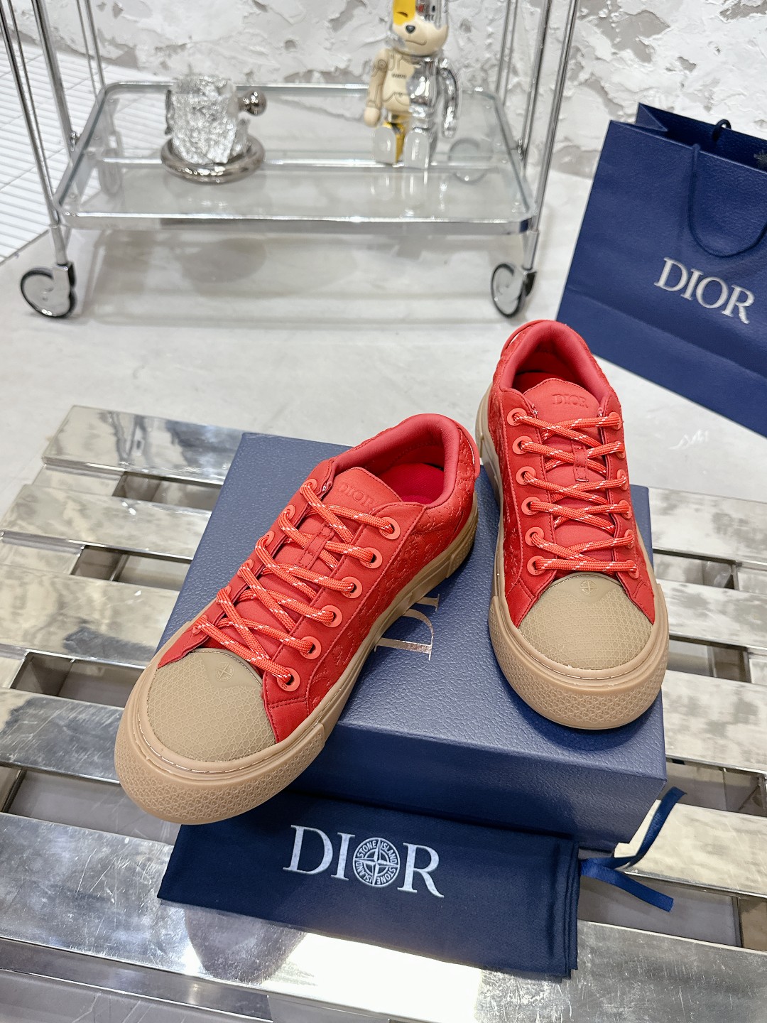 Dior B33 Oblique Jacquard Sneakers, Limited Edition Snake Year, Coral 3 a1729465919103 8804