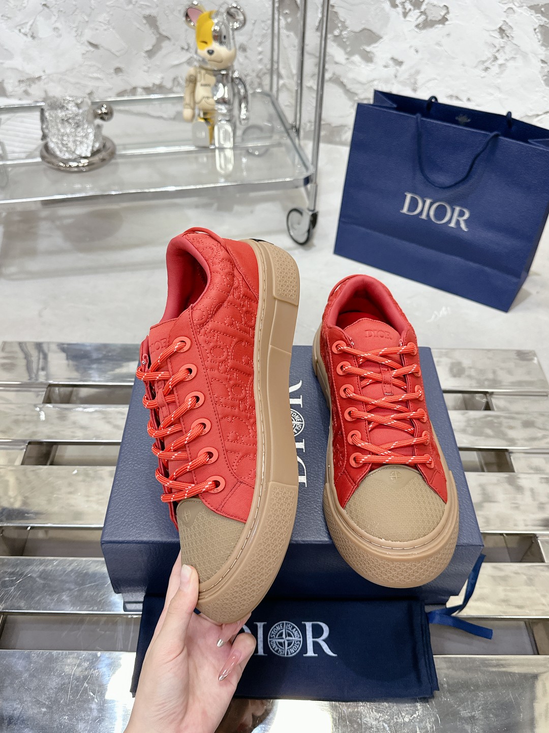 Dior B33 Oblique Jacquard Sneakers, Limited Edition Snake Year, Coral 5 a1729465919105 4611