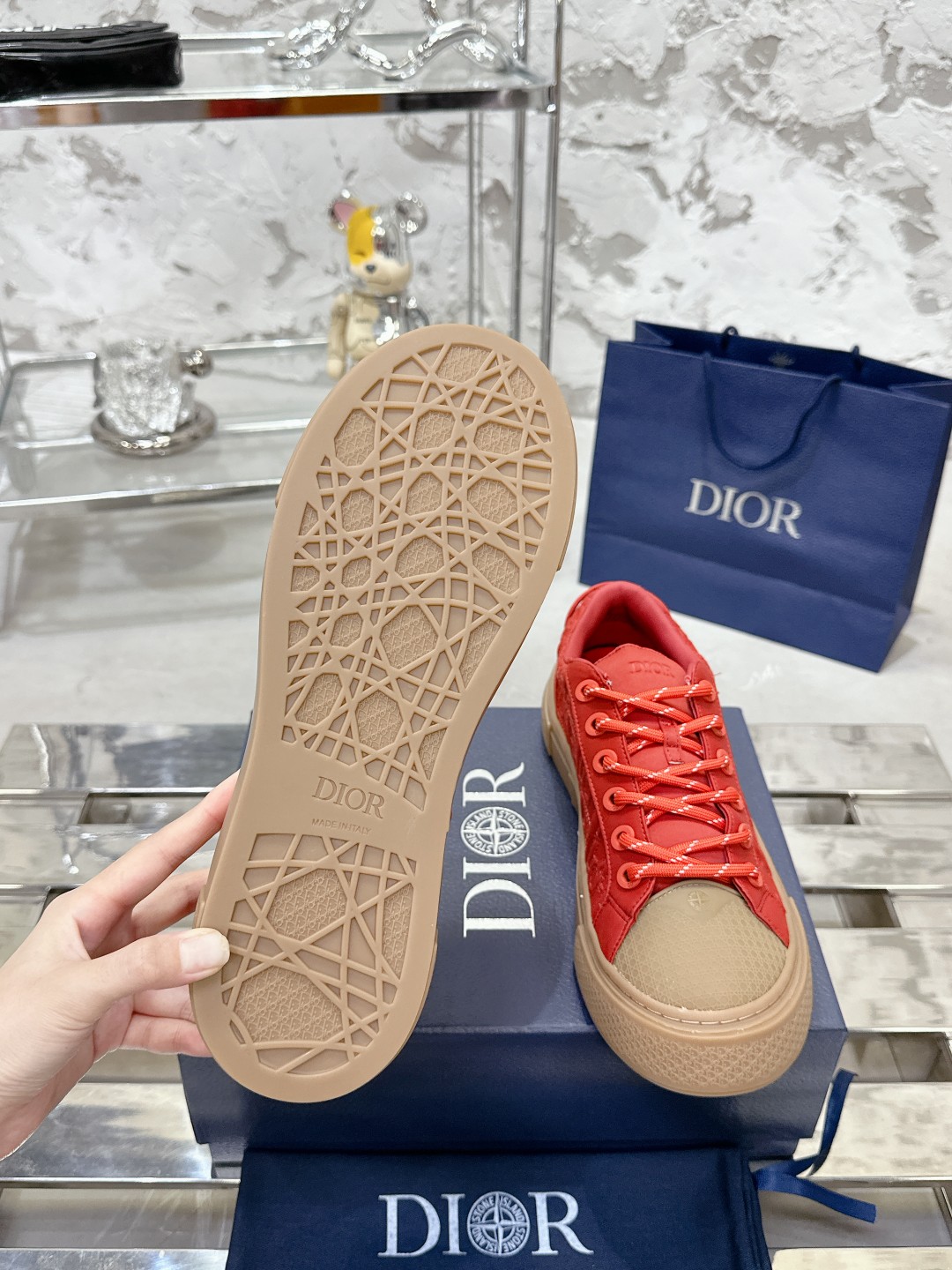 Dior B33 Oblique Jacquard Sneakers, Limited Edition Snake Year, Coral 8 a1729465920168 1868