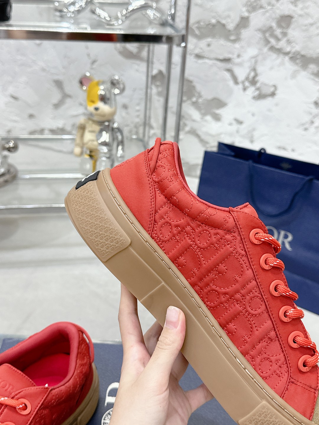 Dior B33 Oblique Jacquard Sneakers, Limited Edition Snake Year, Coral 9 a1729465920170 5502